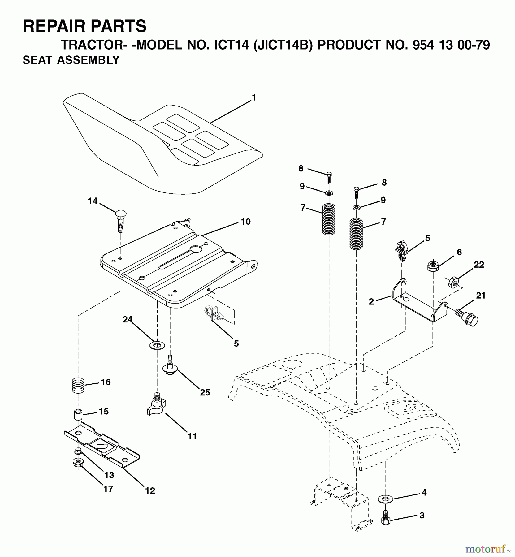 Jonsered Rasen und Garten Traktoren ICT14 (JICT14B, 954130079) - Jonsered Lawn & Garden Tractor (2002-02) SEAT