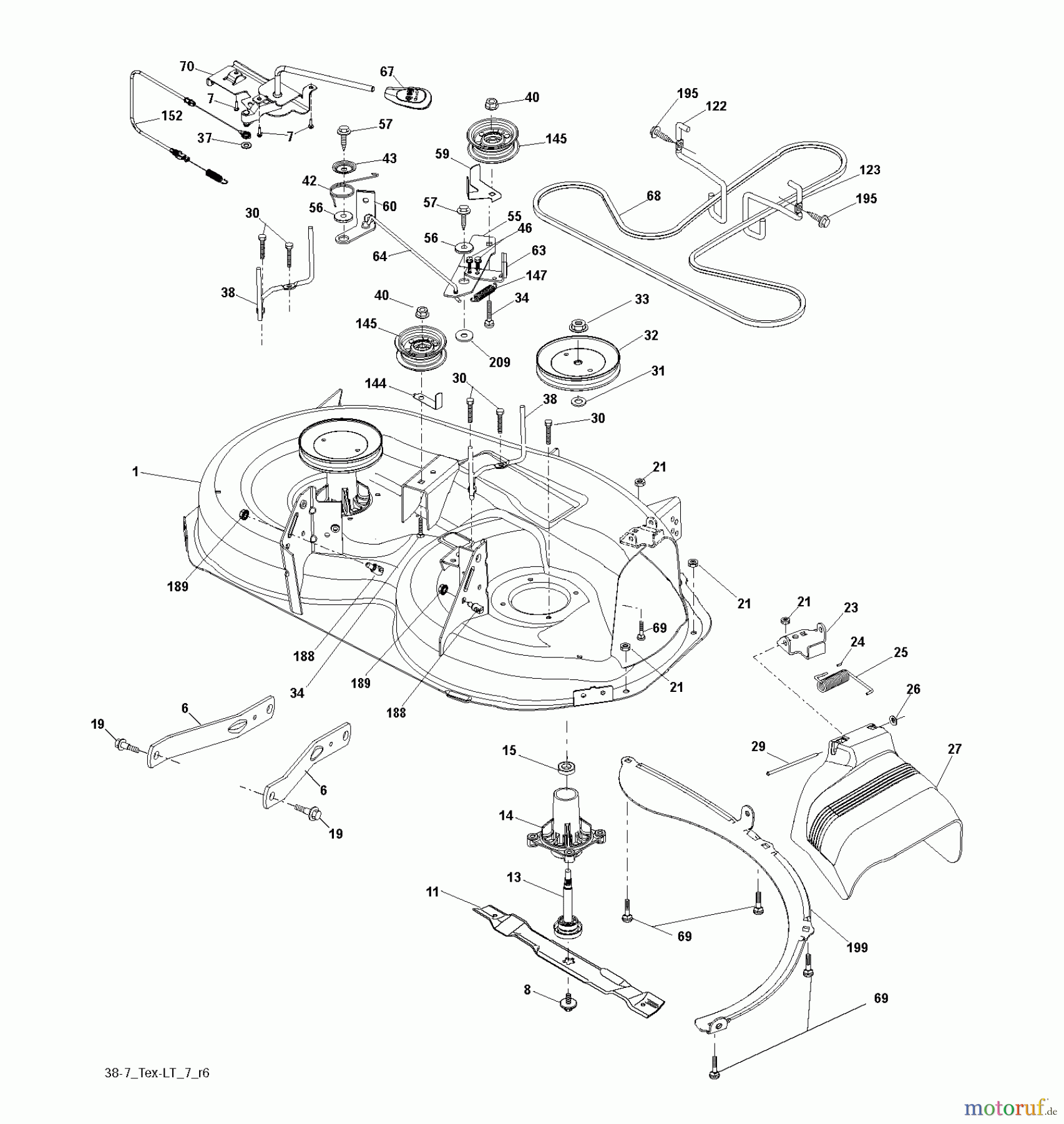 Jonsered Rasen und Garten Traktoren LT2216 (96041010100) - Jonsered Lawn & Garden Tractor (2009-01) MOWER DECK / CUTTING DECK