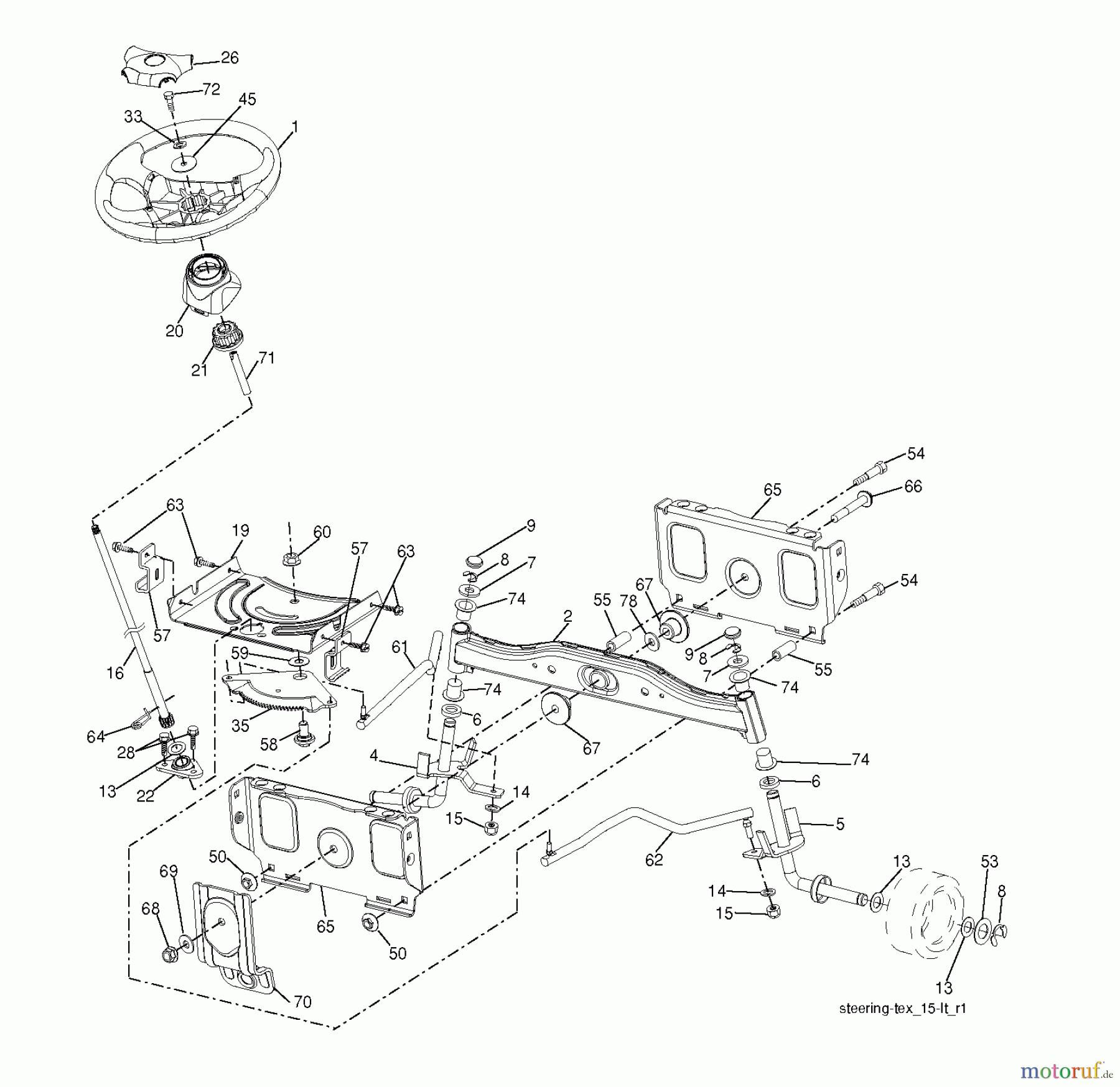 Jonsered Rasen und Garten Traktoren LT2216 (96041010100) - Jonsered Lawn & Garden Tractor (2009-01) STEERING