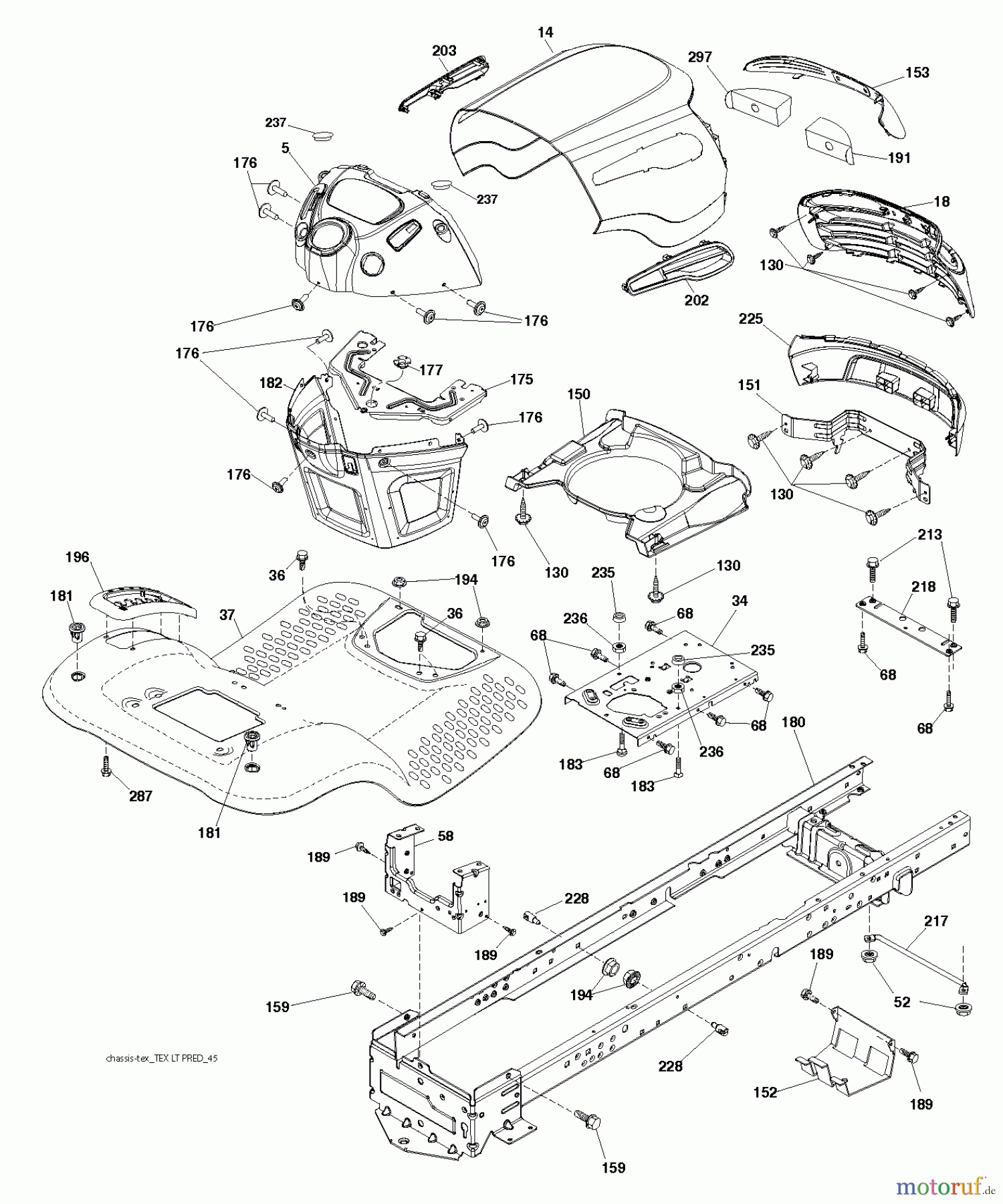 Jonsered Rasen und Garten Traktoren LT2216 (96041010101) - Jonsered Lawn & Garden Tractor (2010-01) CHASSIS ENCLOSURES