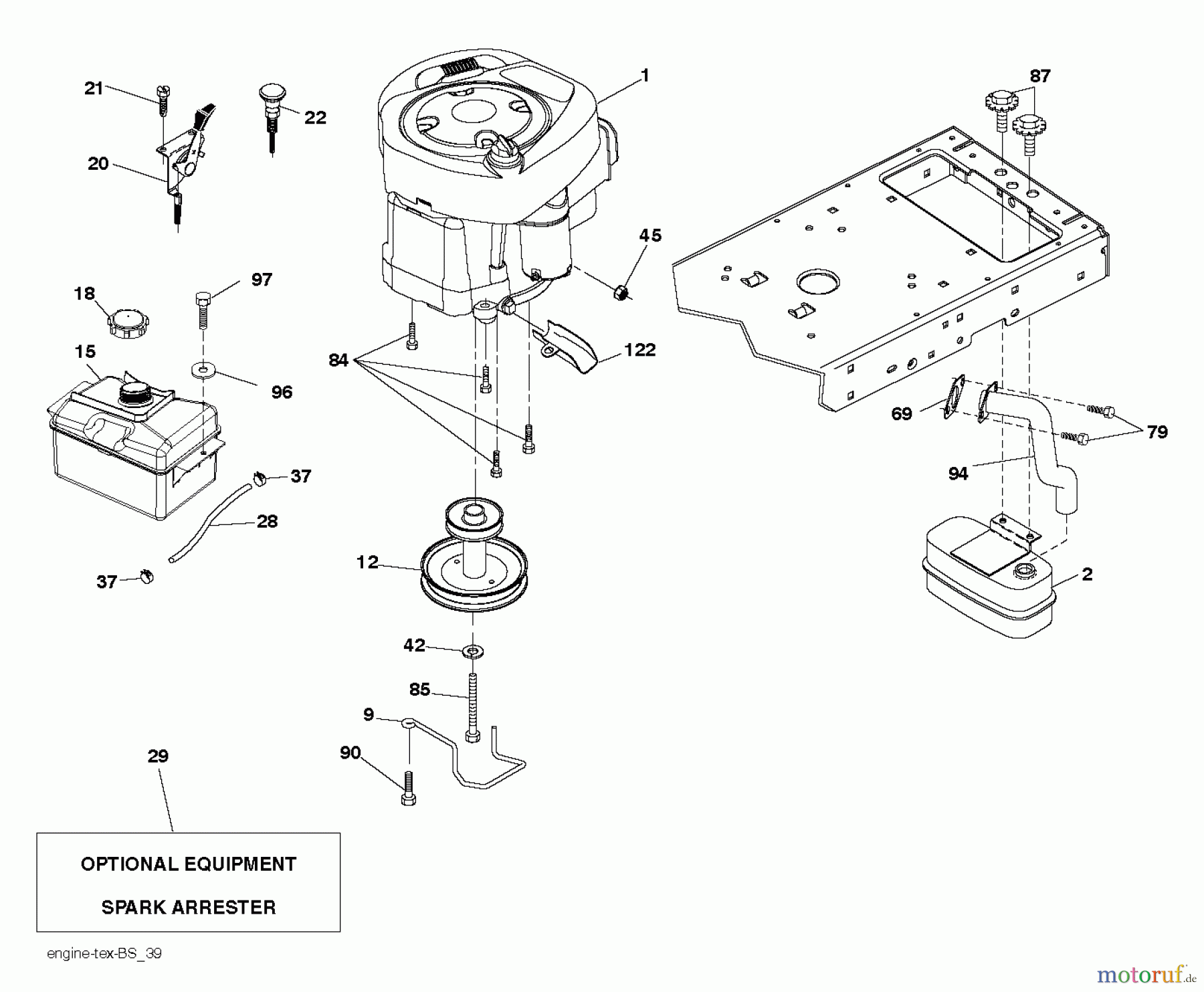Jonsered Rasen und Garten Traktoren LT2216 (96041010101) - Jonsered Lawn & Garden Tractor (2010-01) ENGINE