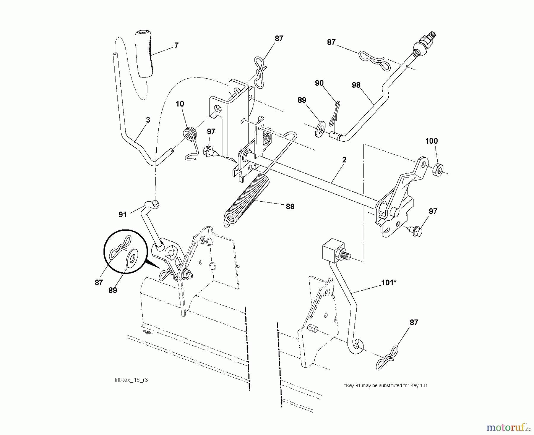 Jonsered Rasen und Garten Traktoren LT2216 (96041010101) - Jonsered Lawn & Garden Tractor (2010-01) MOWER LIFT / DECK LIFT