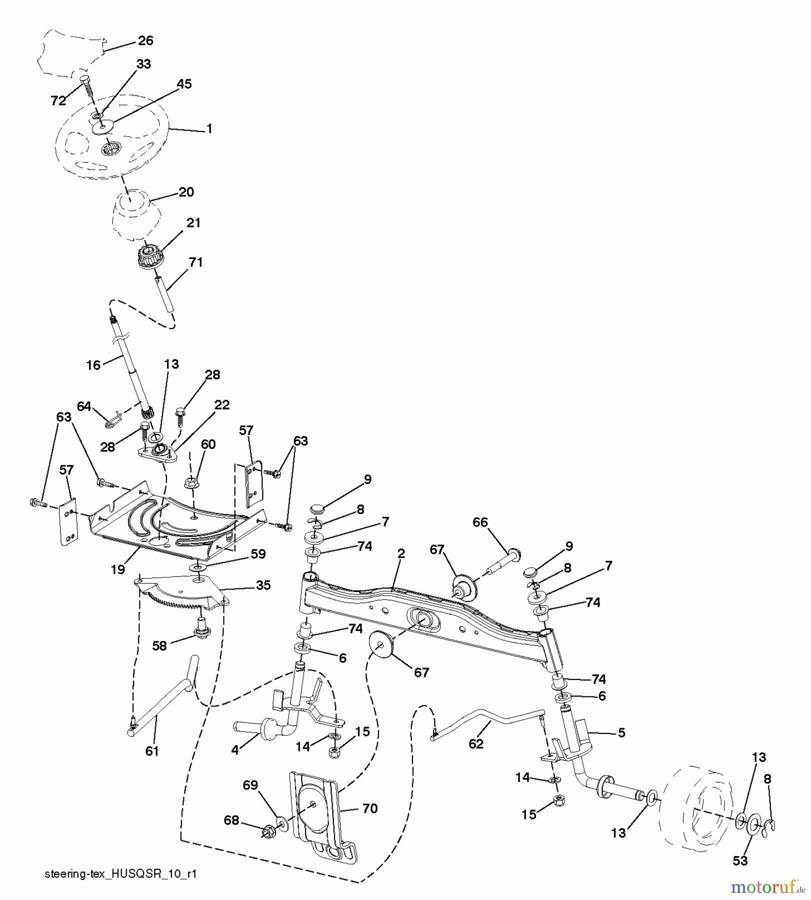 Jonsered Rasen und Garten Traktoren LT2216 (96041010101) - Jonsered Lawn & Garden Tractor (2010-01) STEERING