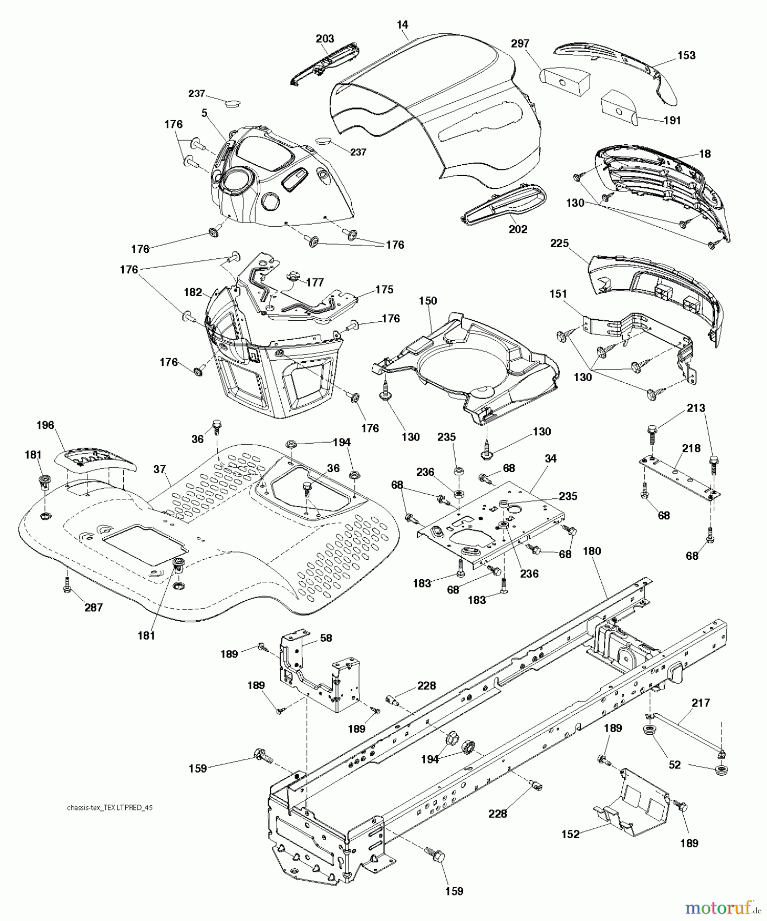  Jonsered Rasen  und Garten Traktoren LT2216 (96041010103) - Jonsered Lawn & Garden Tractor (2010-10) CHASSIS ENCLOSURES