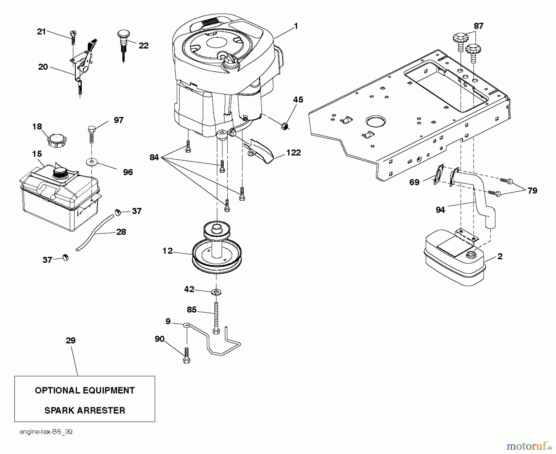 Jonsered Rasen und Garten Traktoren LT2216 (96041010102) - Jonsered Lawn & Garden Tractor (2010-03) ENGINE