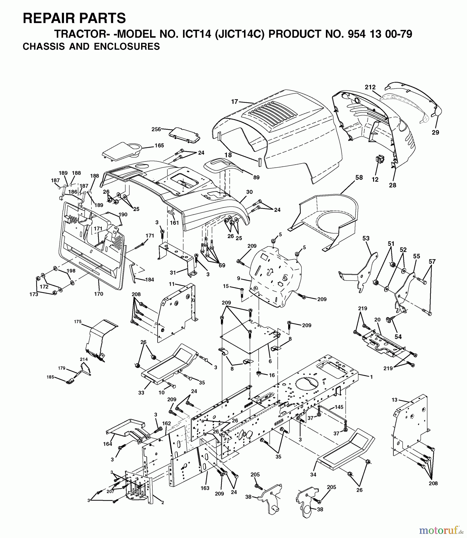  Jonsered Rasen  und Garten Traktoren ICT14 (JICT14C, 954130079) - Jonsered Lawn & Garden Tractor (2002-06) CHASSIS ENCLOSURES
