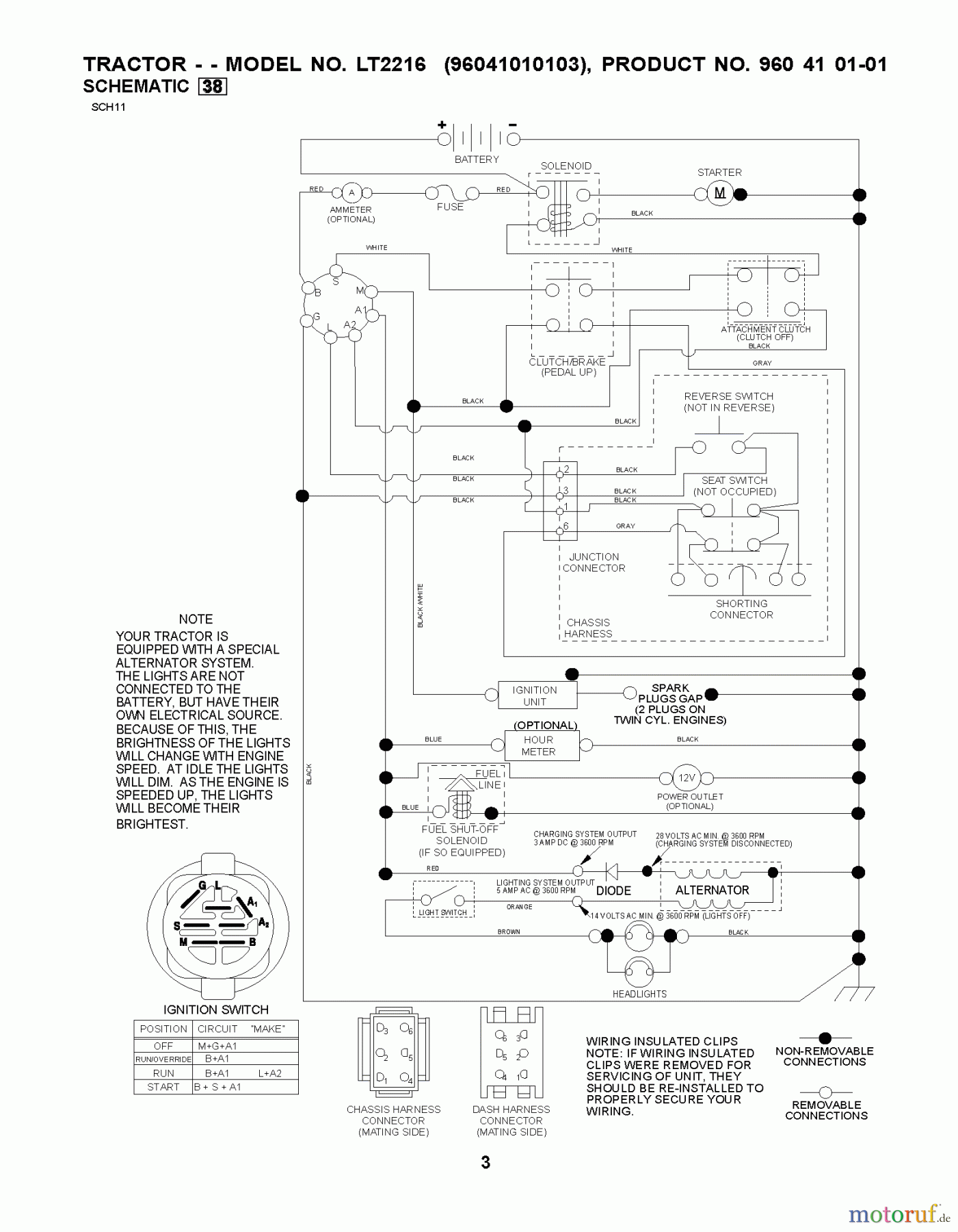  Jonsered Rasen  und Garten Traktoren LT2216 (96041010104) - Jonsered Lawn & Garden Tractor (2011-01) SCHEMATIC