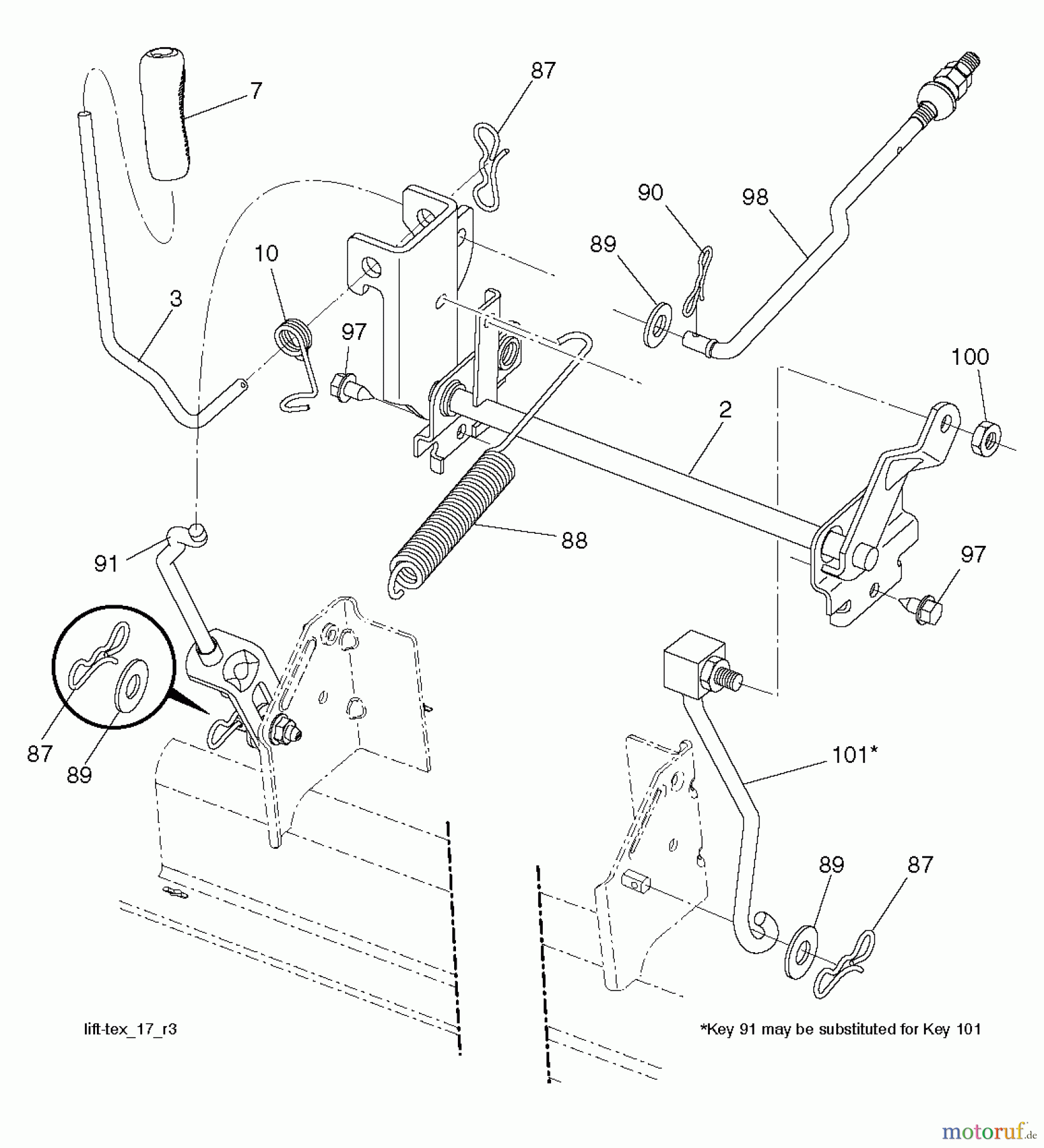  Jonsered Rasen  und Garten Traktoren LT2216 (96041010106) - Jonsered Lawn & Garden Tractor (2012-08) MOWER LIFT LEVER