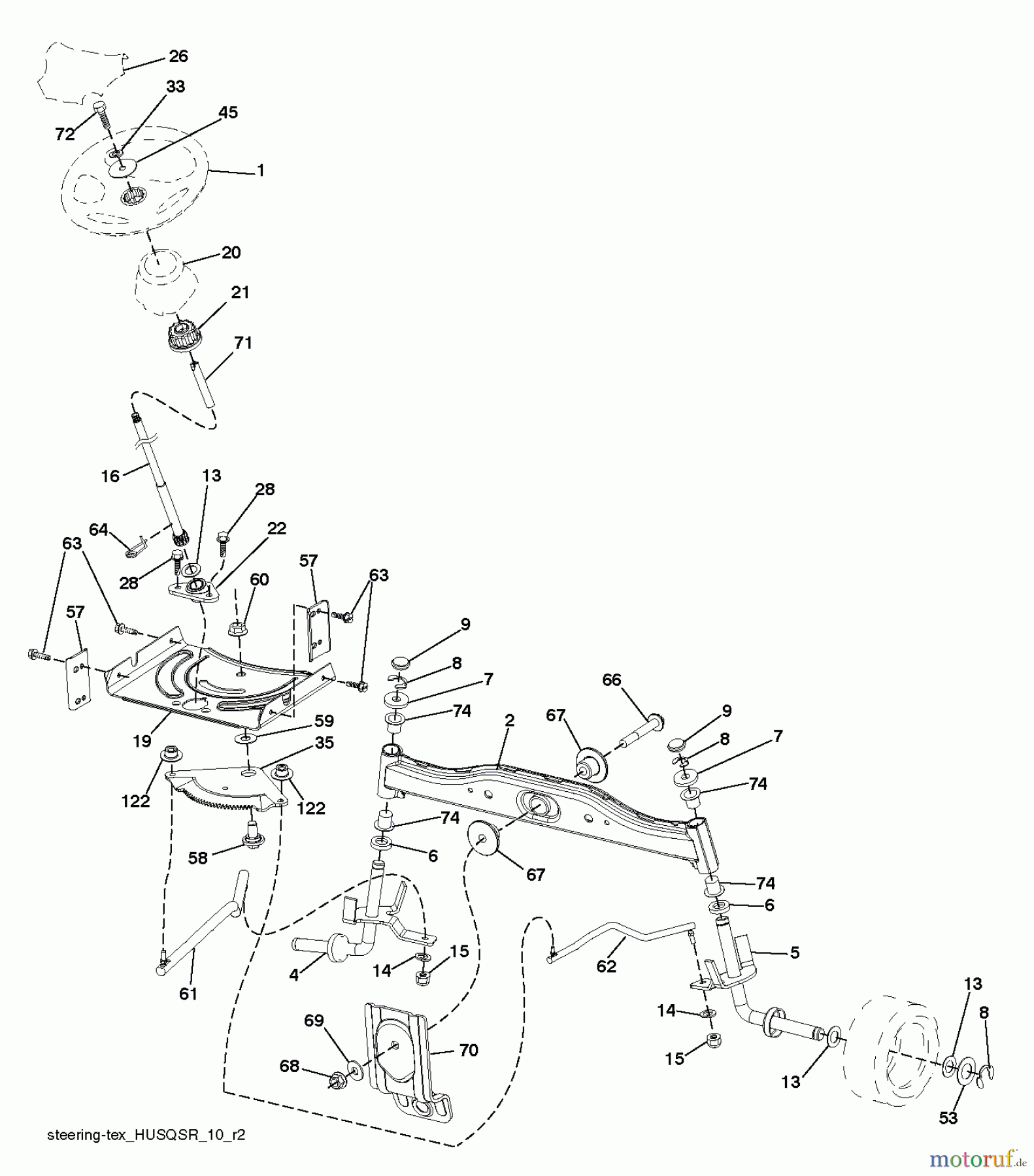  Jonsered Rasen  und Garten Traktoren LT2216 (96041010106) - Jonsered Lawn & Garden Tractor (2012-08) STEERING