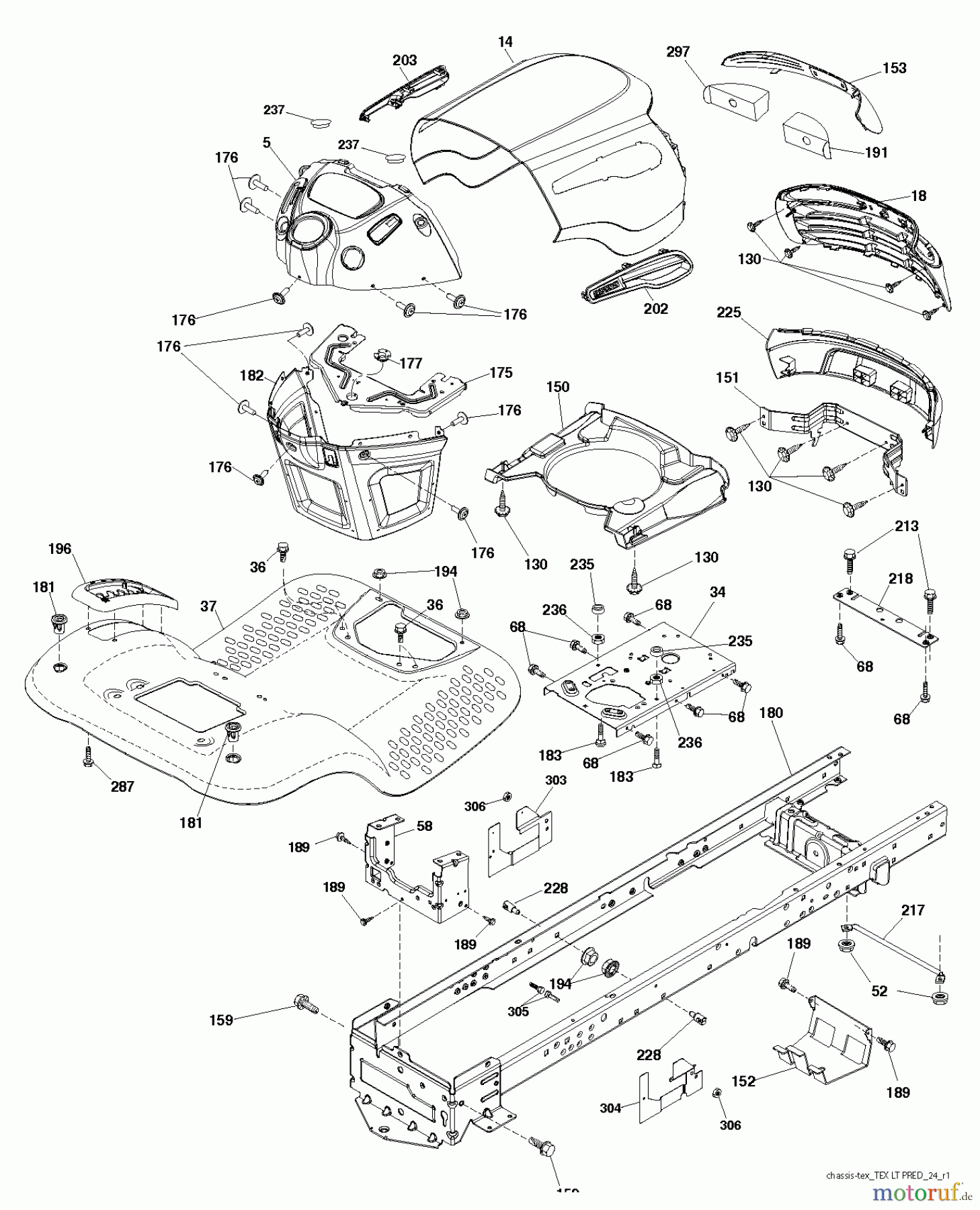 Jonsered Rasen und Garten Traktoren LT2216 (96041010200) - Jonsered Lawn & Garden Tractor (2009-01) CHASSIS ENCLOSURES