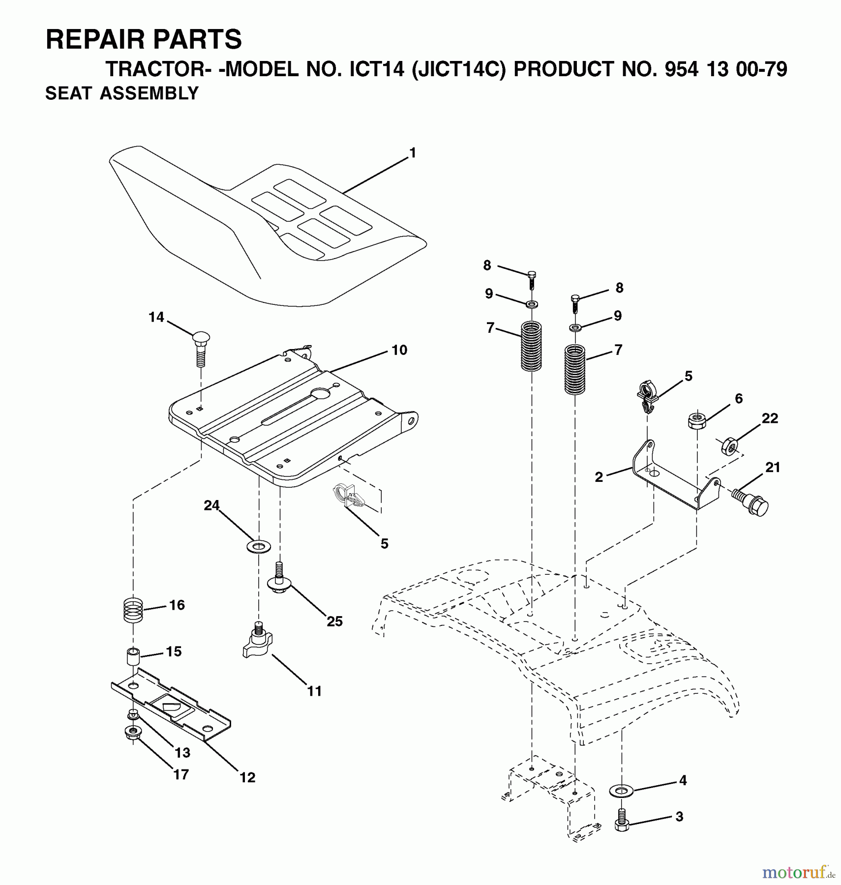 Jonsered Rasen und Garten Traktoren ICT14 (JICT14C, 954130079) - Jonsered Lawn & Garden Tractor (2002-06) SEAT