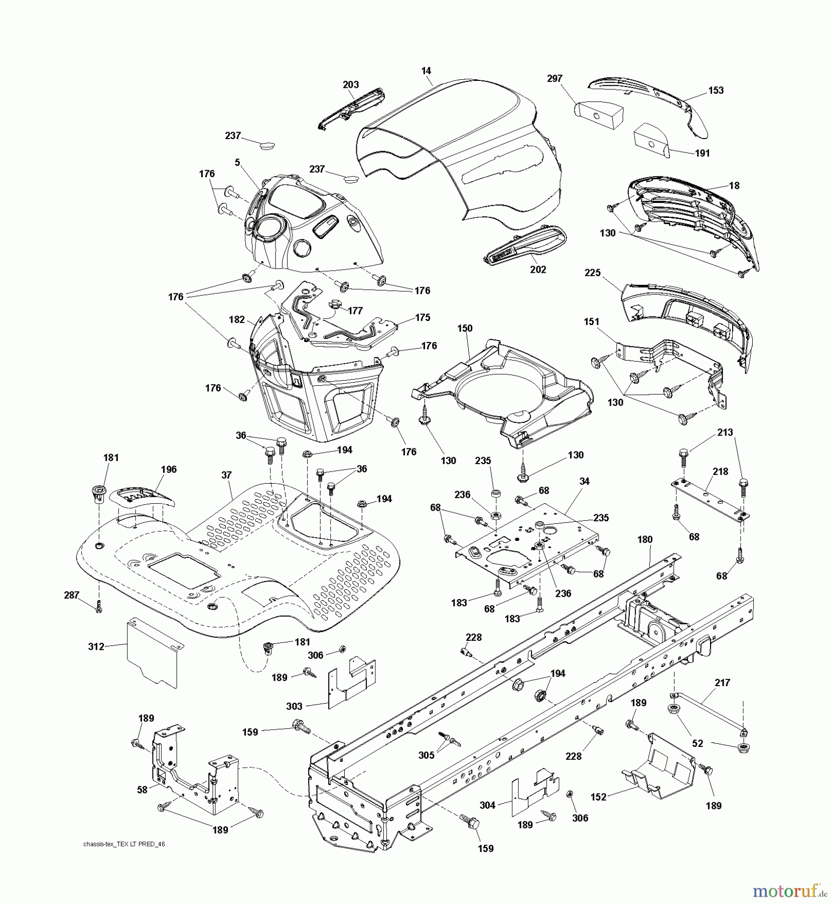 Jonsered Rasen  und Garten Traktoren LT2216 (96041010201) - Jonsered Lawn & Garden Tractor (2010-01) CHASSIS ENCLOSURES