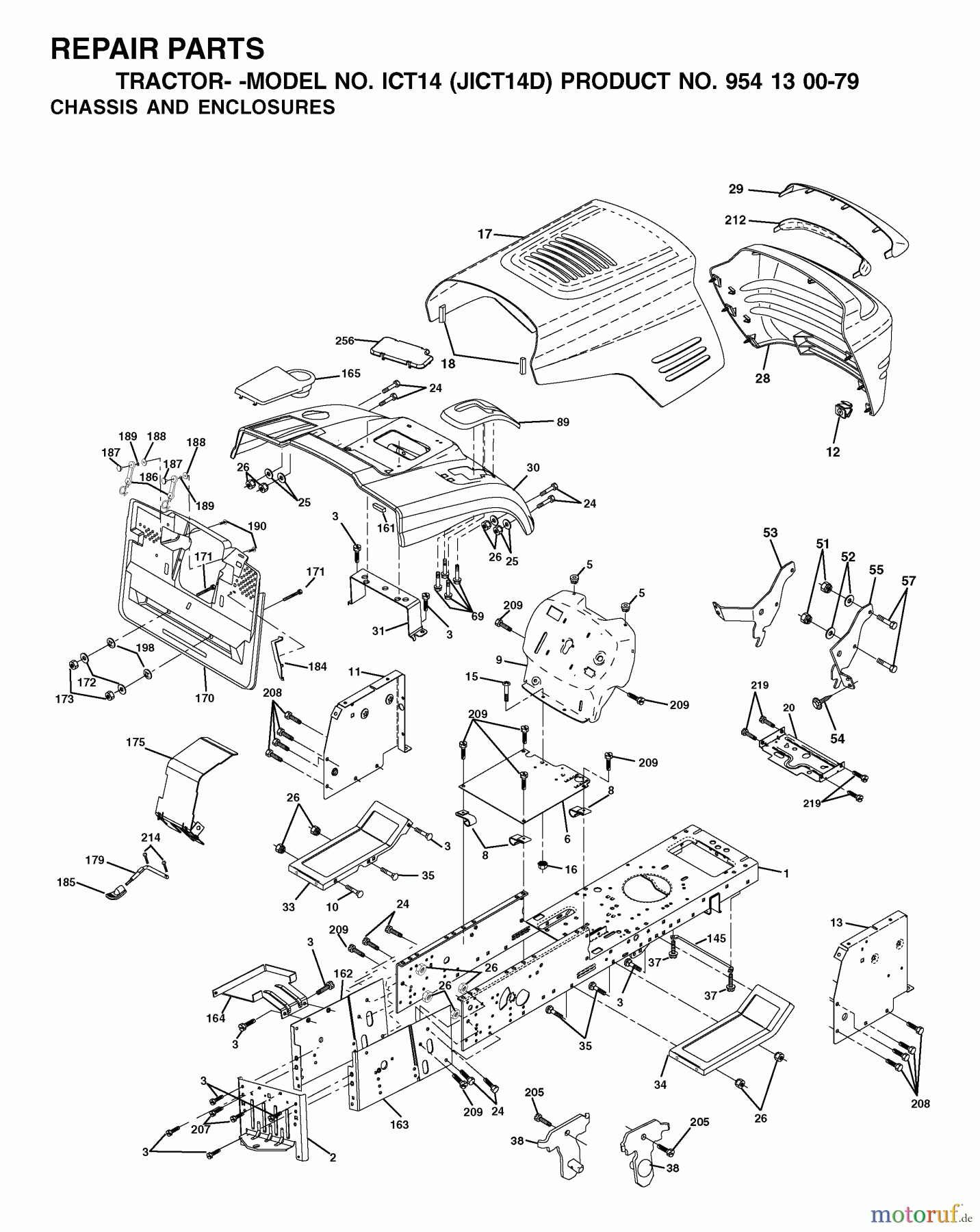  Jonsered Rasen  und Garten Traktoren ICT14 (JICT14D, 954130079) - Jonsered Lawn & Garden Tractor (2002-06) CHASSIS ENCLOSURES
