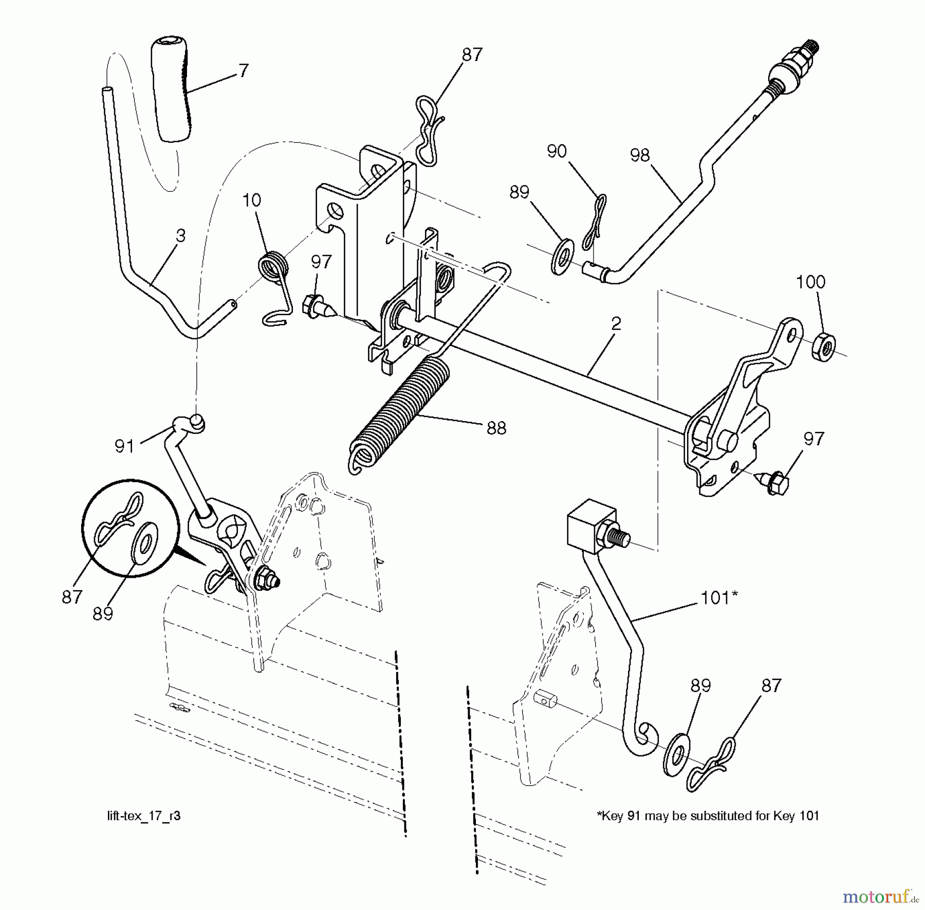 Jonsered Rasen und Garten Traktoren LT2216 (96041010207) - Jonsered Lawn & Garden Tractor (2013-05) MOWER LIFT / DECK LIFT