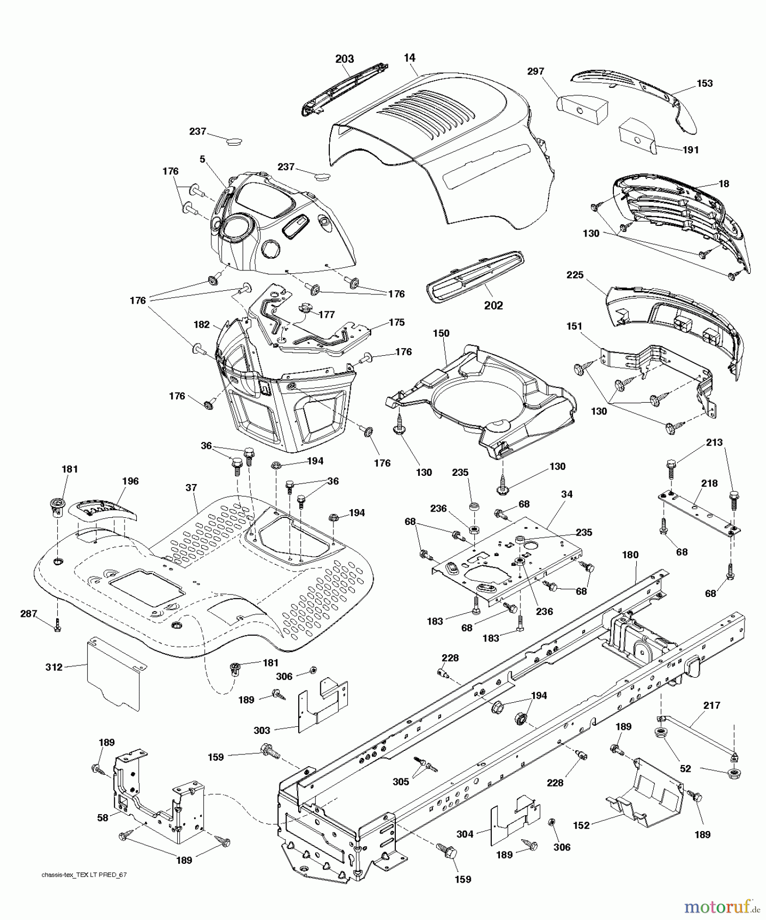 Jonsered Rasen und Garten Traktoren LT2216 (96041010206) - Jonsered Lawn & Garden Tractor (2012-08) CHASSIS ENCLOSURES