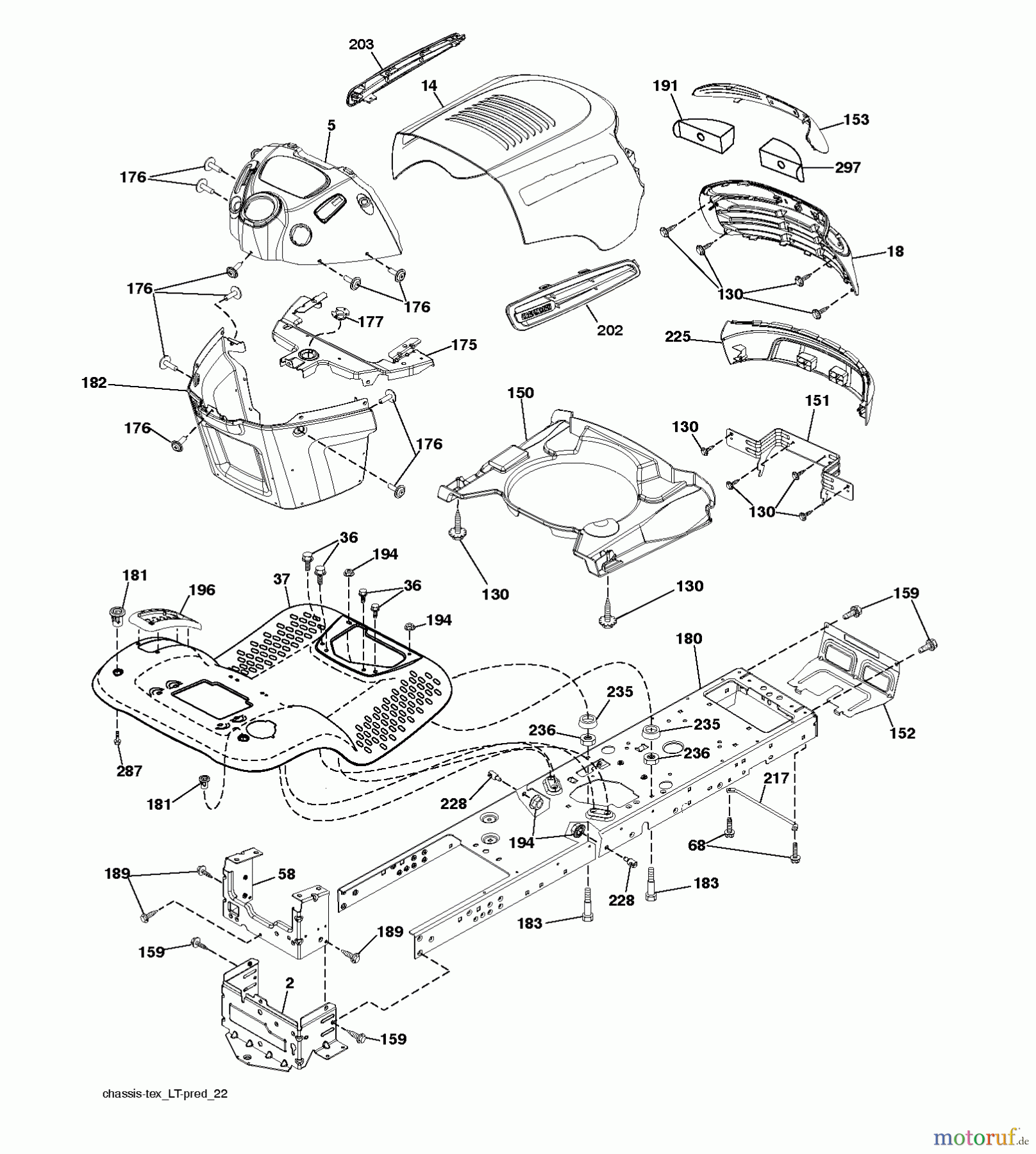 Jonsered Rasen und Garten Traktoren LT2216 (96041011200) - Jonsered Lawn & Garden Tractor (2009-01) CHASSIS ENCLOSURES