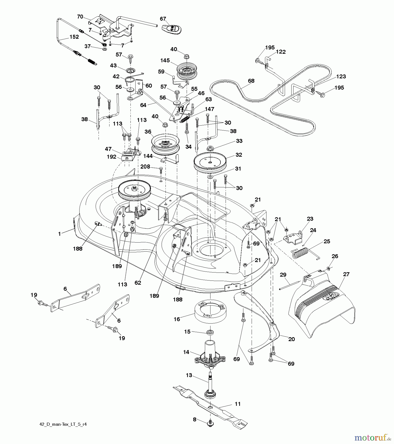 Jonsered Rasen und Garten Traktoren LT2216 (96041011200) - Jonsered Lawn & Garden Tractor (2009-01) MOWER DECK / CUTTING DECK