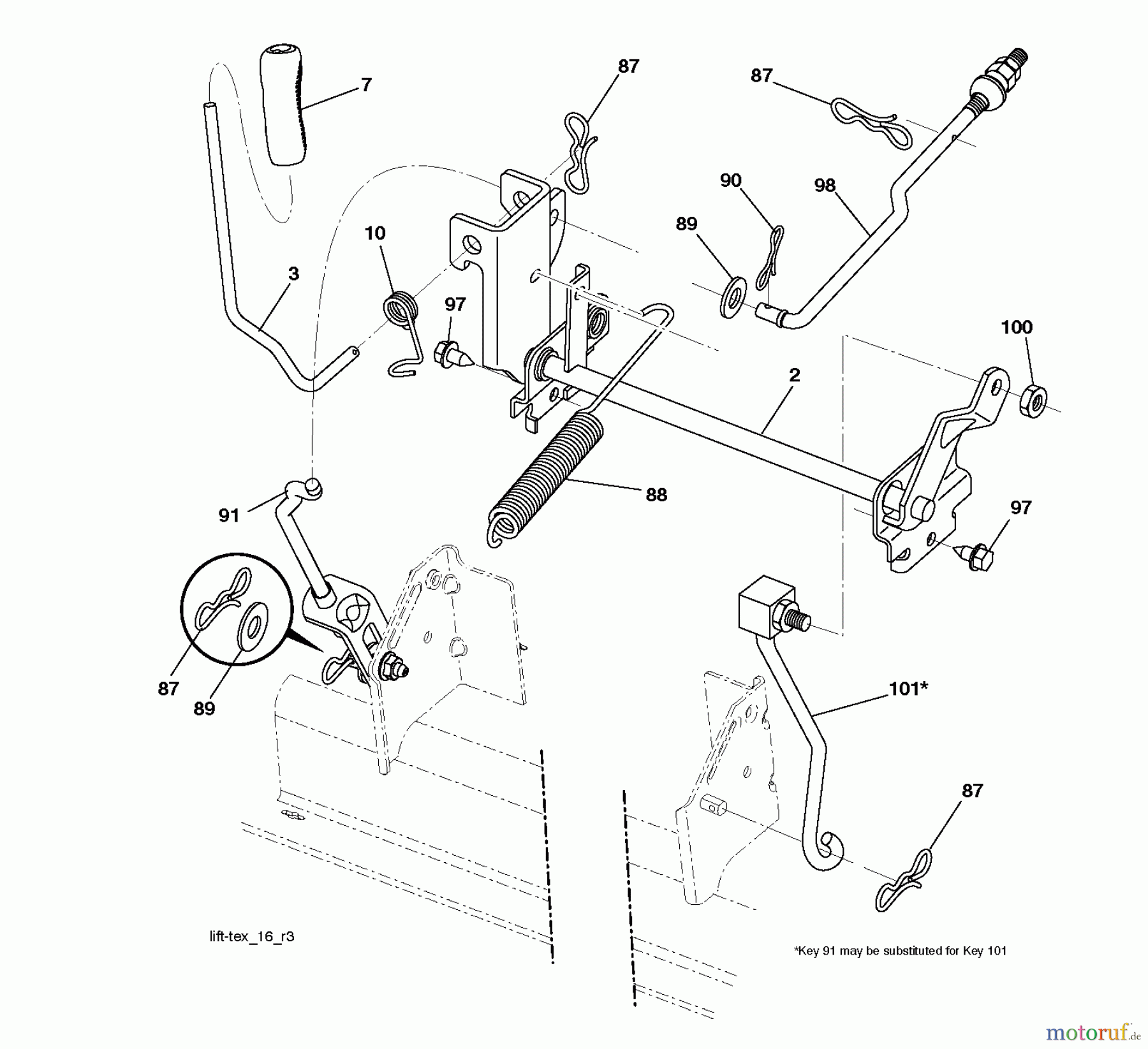 Jonsered Rasen und Garten Traktoren LT2216 (96041011200) - Jonsered Lawn & Garden Tractor (2009-01) MOWER LIFT / DECK LIFT