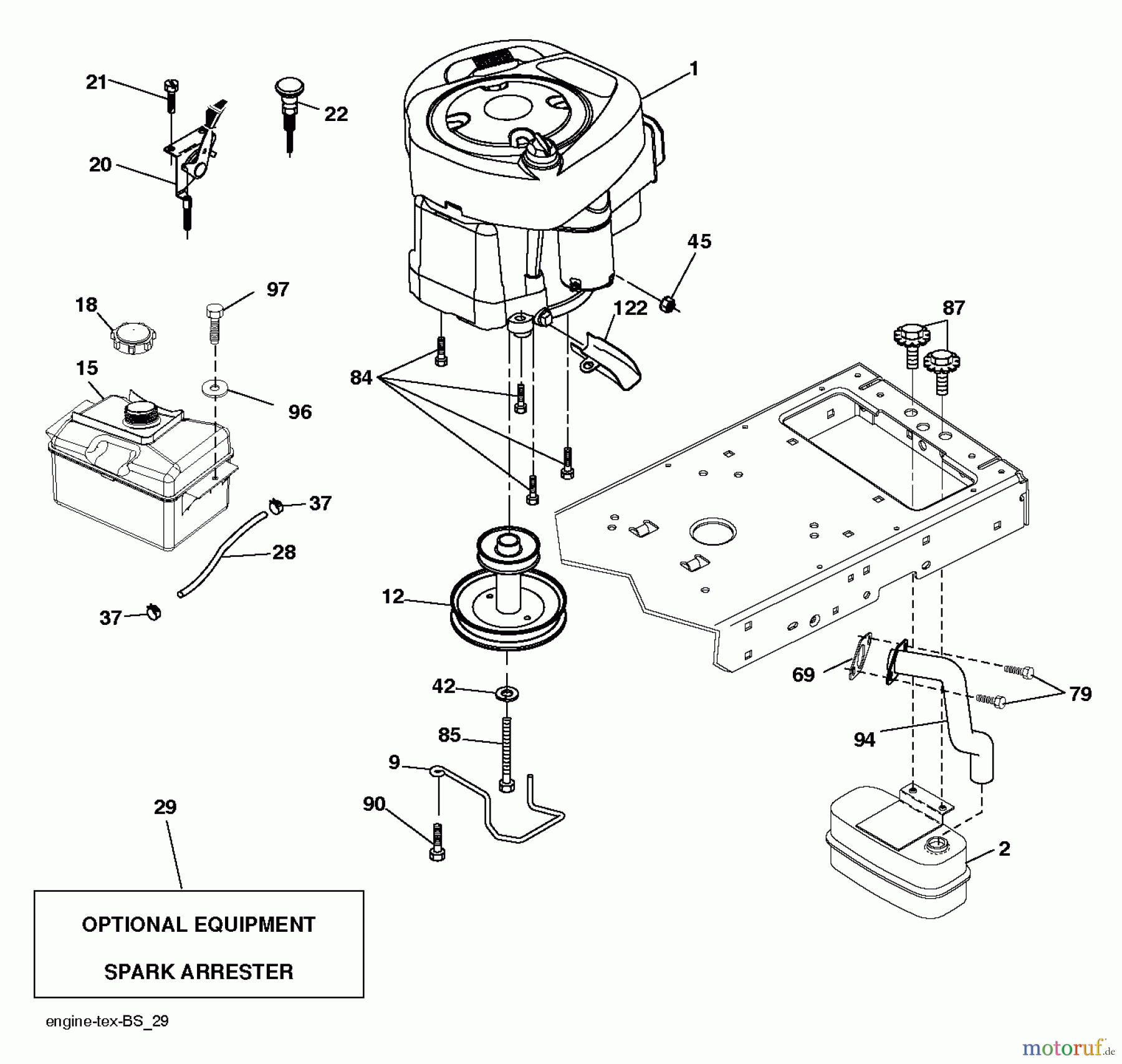 Jonsered Rasen und Garten Traktoren LT2216 (96041011201) - Jonsered Lawn & Garden Tractor (2010-01) ENGINE