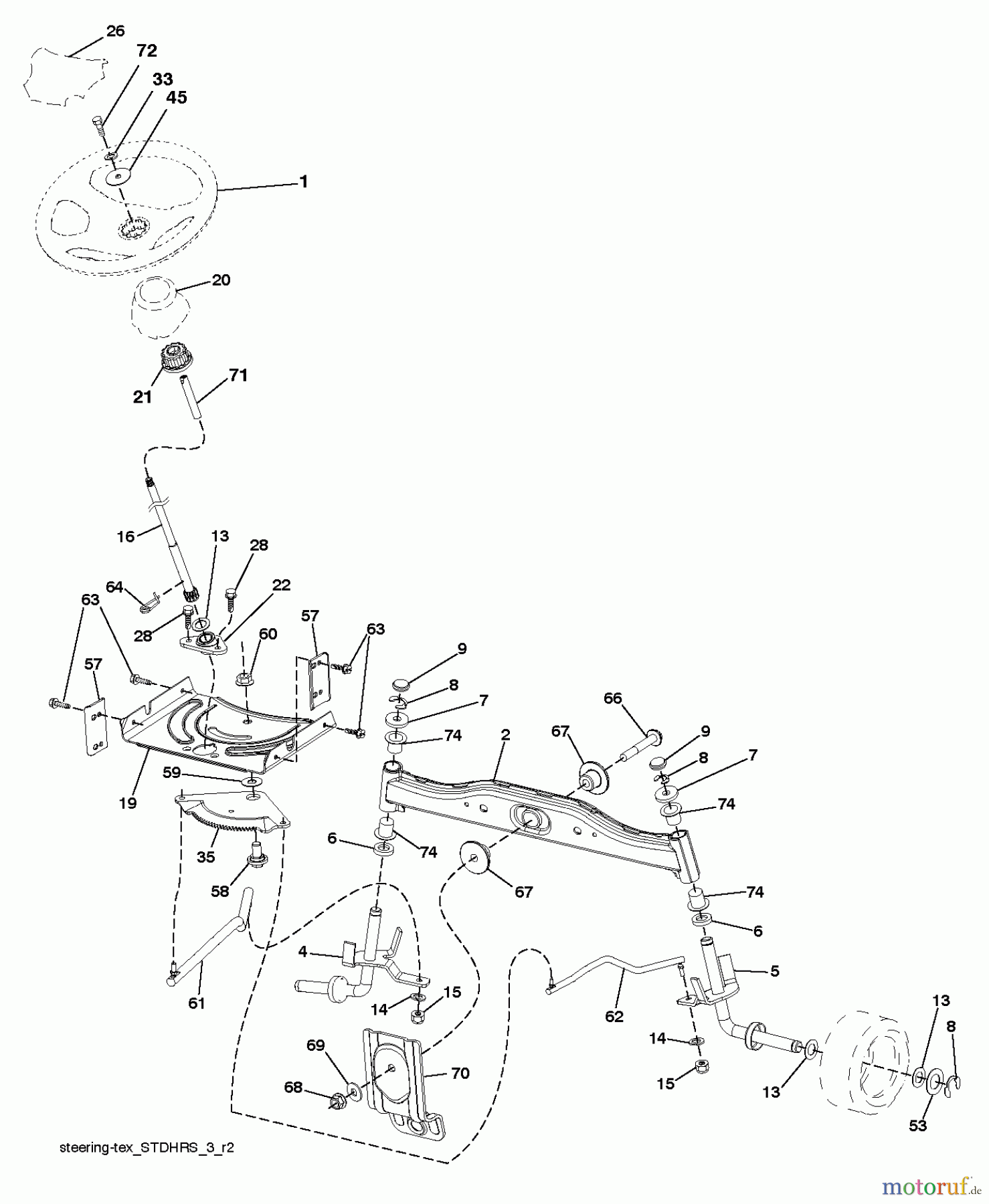  Jonsered Rasen  und Garten Traktoren LT2216 (96041011201) - Jonsered Lawn & Garden Tractor (2010-01) STEERING