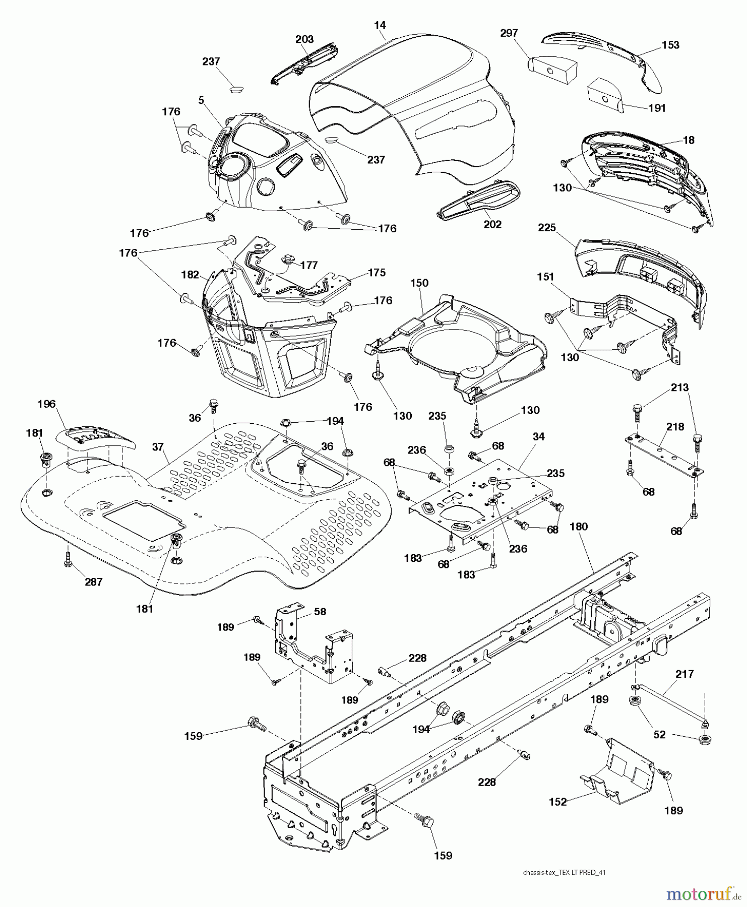 Jonsered Rasen und Garten Traktoren LT2216 (96041011202) - Jonsered Lawn & Garden Tractor (2010-03) CHASSIS ENCLOSURES