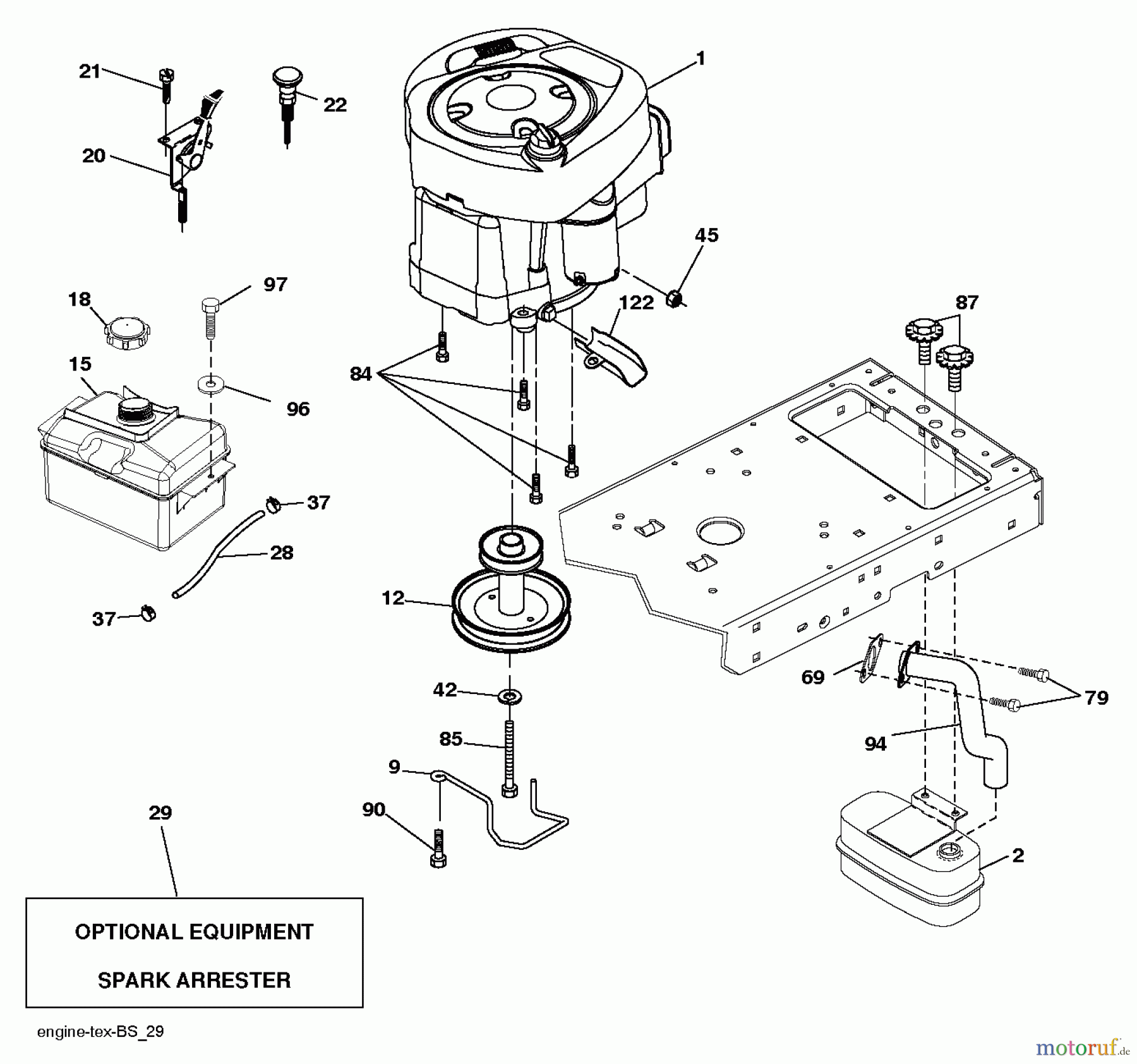 Jonsered Rasen und Garten Traktoren LT2216 (96041011202) - Jonsered Lawn & Garden Tractor (2010-03) ENGINE