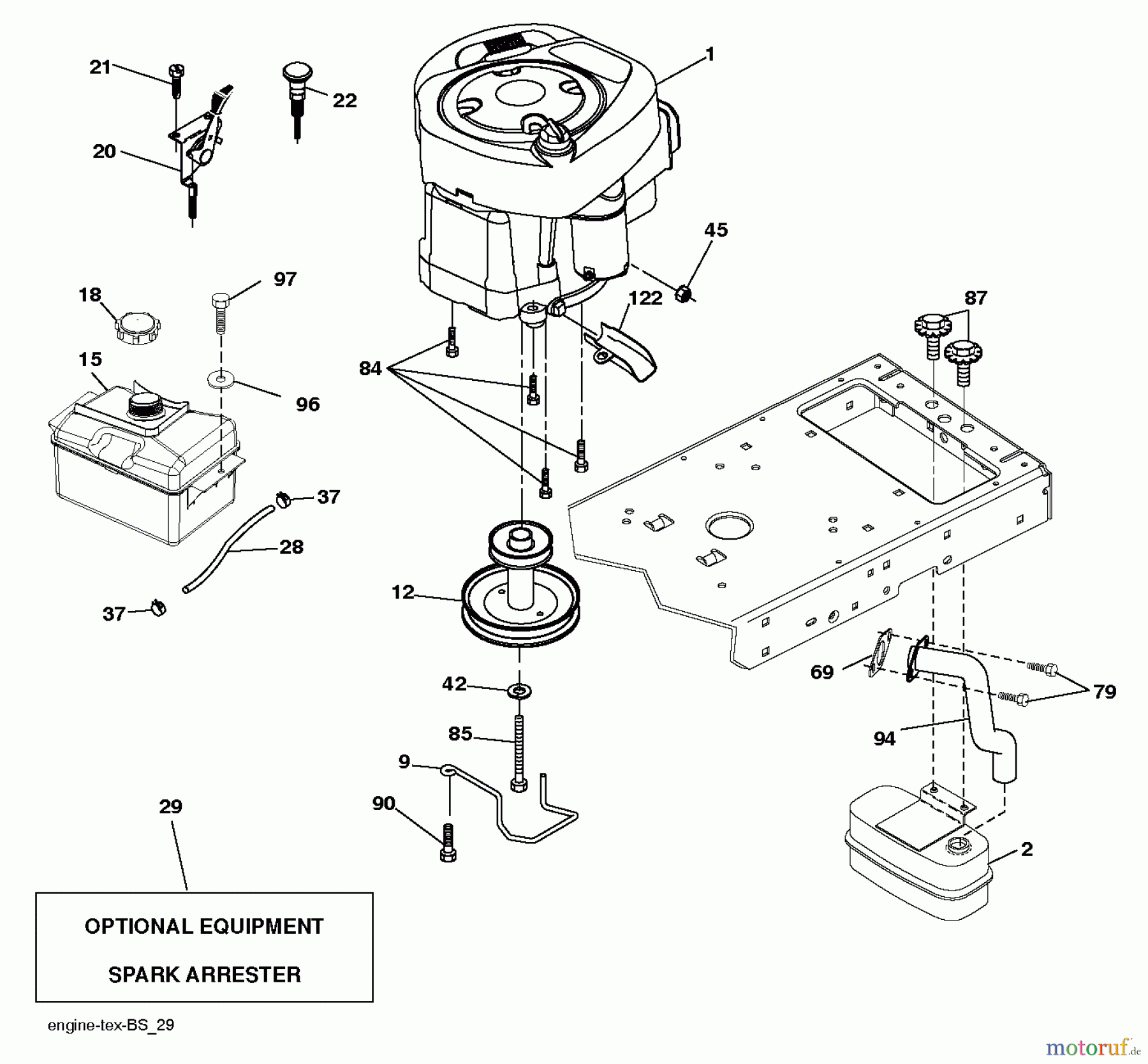 Jonsered Rasen und Garten Traktoren LT2216 (96041011204) - Jonsered Lawn & Garden Tractor (2011-11) ENGINE