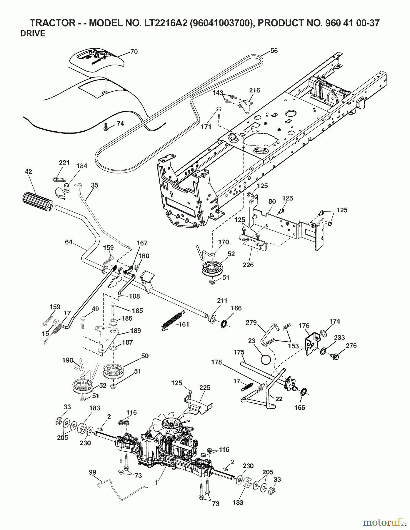 Jonsered Rasen und Garten Traktoren LT2216 A2 (96041003700) - Jonsered Lawn & Garden Tractor (2007-03) DRIVE