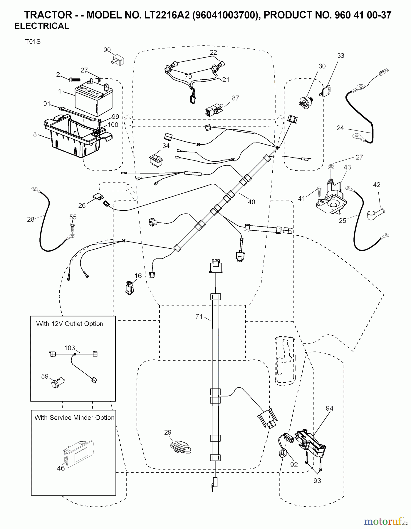  Jonsered Rasen  und Garten Traktoren LT2216 A2 (96041003700) - Jonsered Lawn & Garden Tractor (2007-03) ELECTRICAL