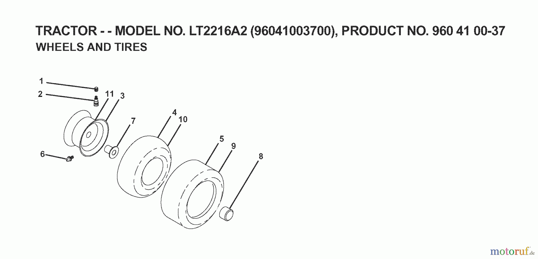 Jonsered Rasen und Garten Traktoren LT2216 A2 (96041003700) - Jonsered Lawn & Garden Tractor (2007-03) WHEELS TIRES
