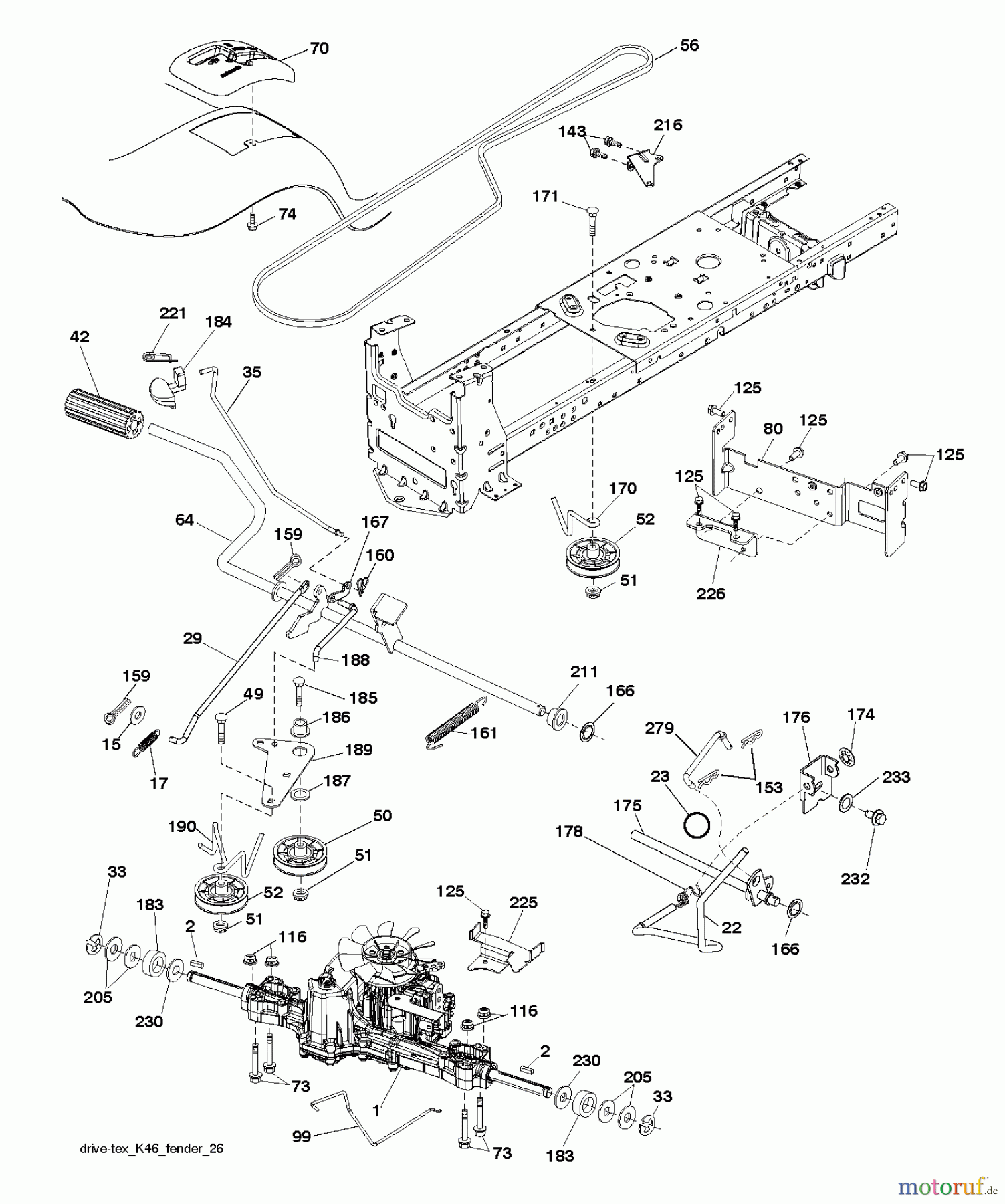 Jonsered Rasen und Garten Traktoren LT2216 A2 (96041015600) - Jonsered Lawn & Garden Tractor (2010-02) DRIVE