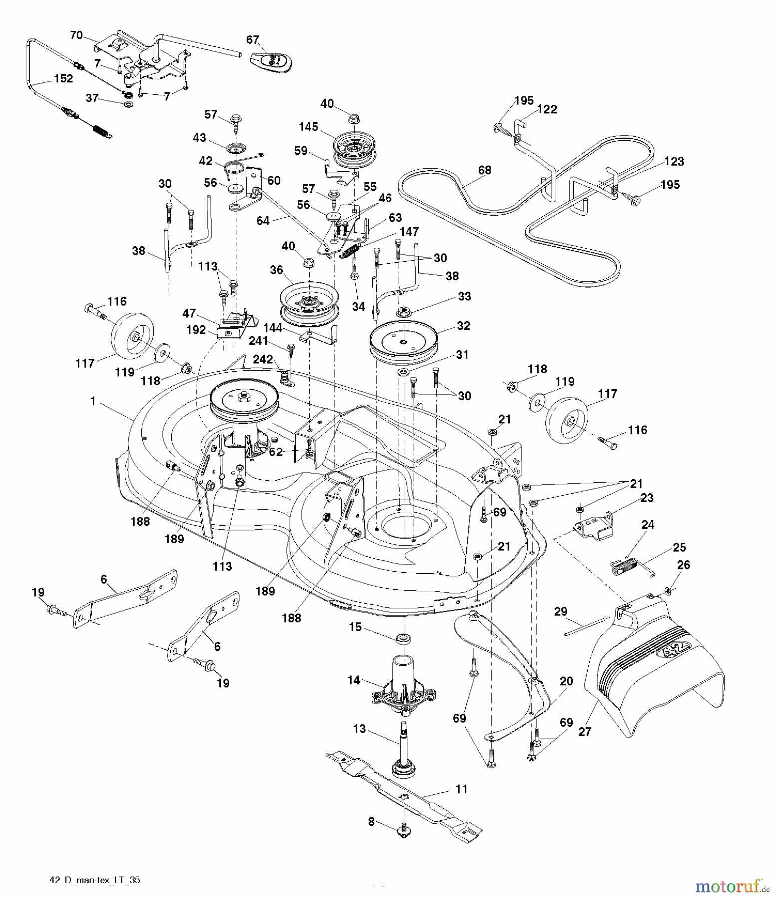 Jonsered Rasen und Garten Traktoren LT2216 A2 (96041015600) - Jonsered Lawn & Garden Tractor (2010-02) MOWER DECK / CUTTING DECK