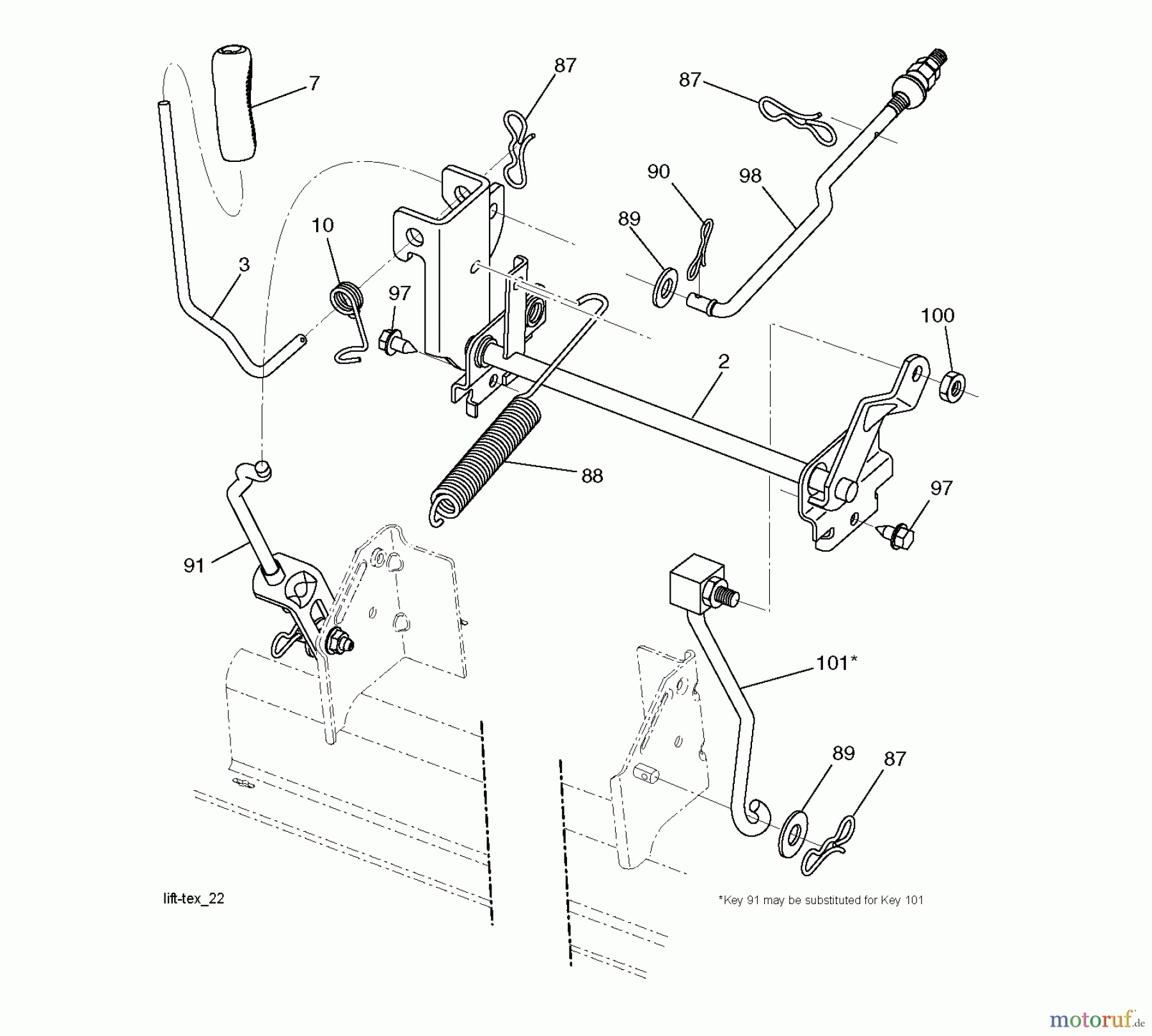 Jonsered Rasen und Garten Traktoren LT2216 A2 (96041015600) - Jonsered Lawn & Garden Tractor (2010-02) MOWER LIFT / DECK LIFT
