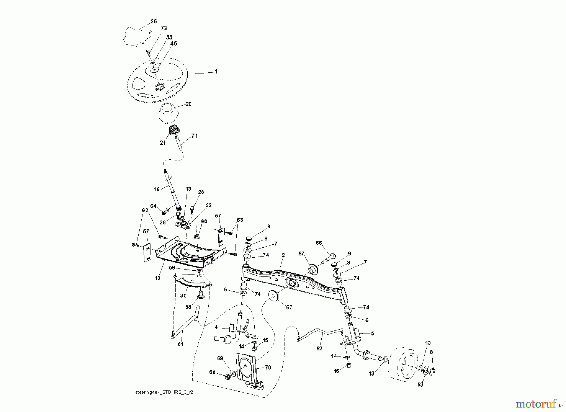 Jonsered Rasen und Garten Traktoren LT2216 A2 (96041015600) - Jonsered Lawn & Garden Tractor (2010-02) STEERING