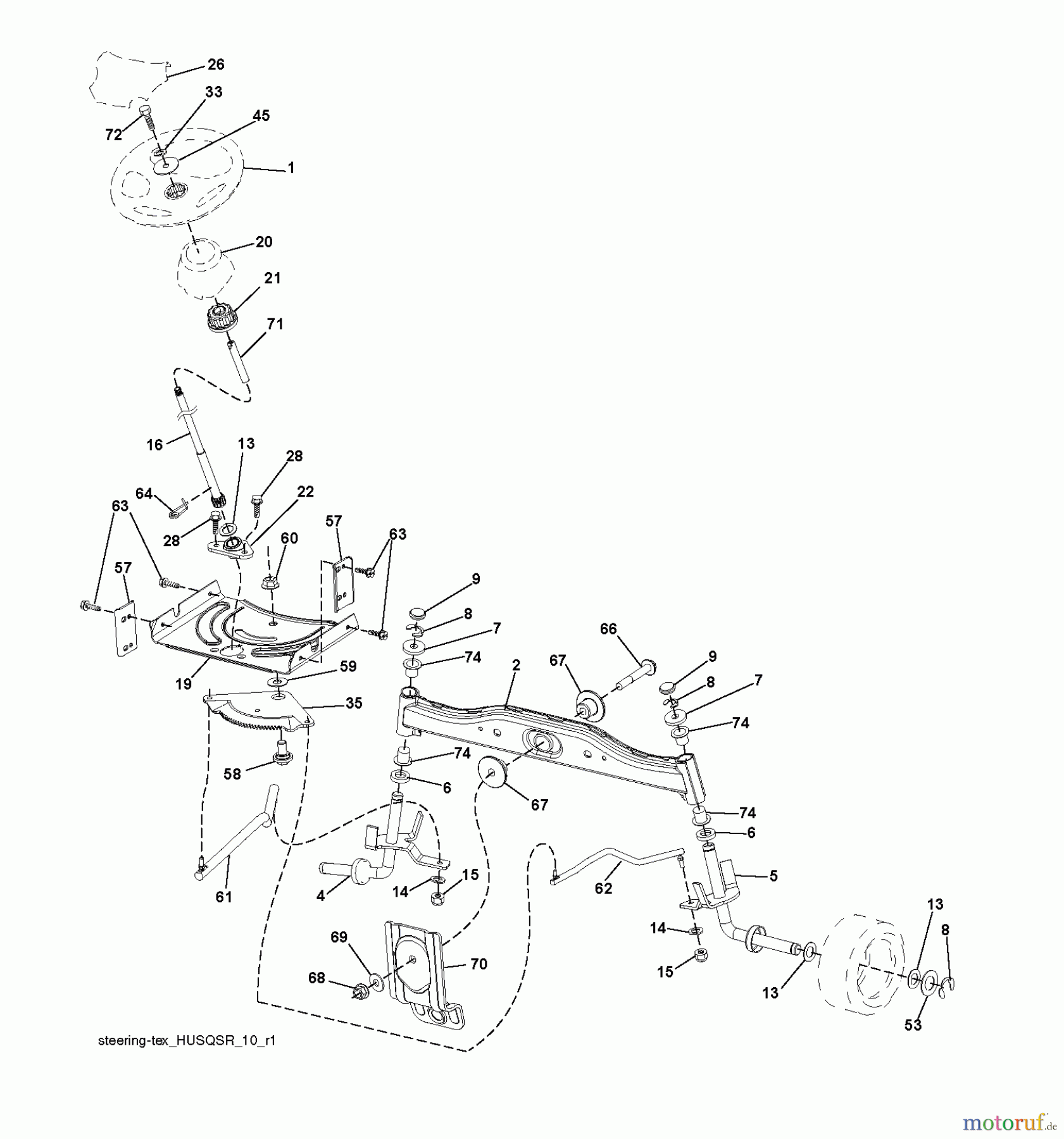 Jonsered Rasen und Garten Traktoren LT2216 A2 (96041018101) - Jonsered Lawn & Garden Tractor (2010-08) STEERING