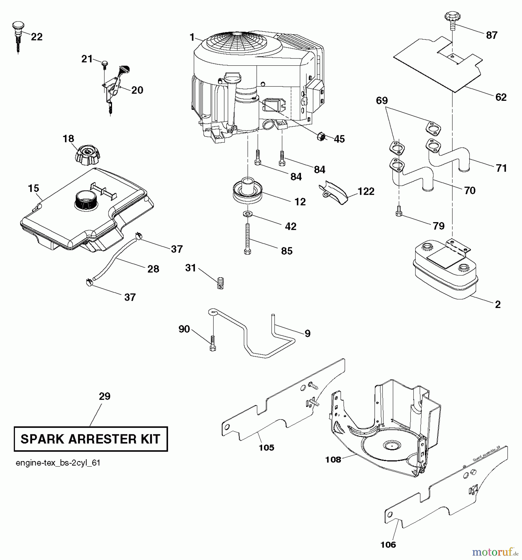 Jonsered Rasen und Garten Traktoren LT2216 A2 (96041018101) - Jonsered Lawn & Garden Tractor (2010-08) ENGINE