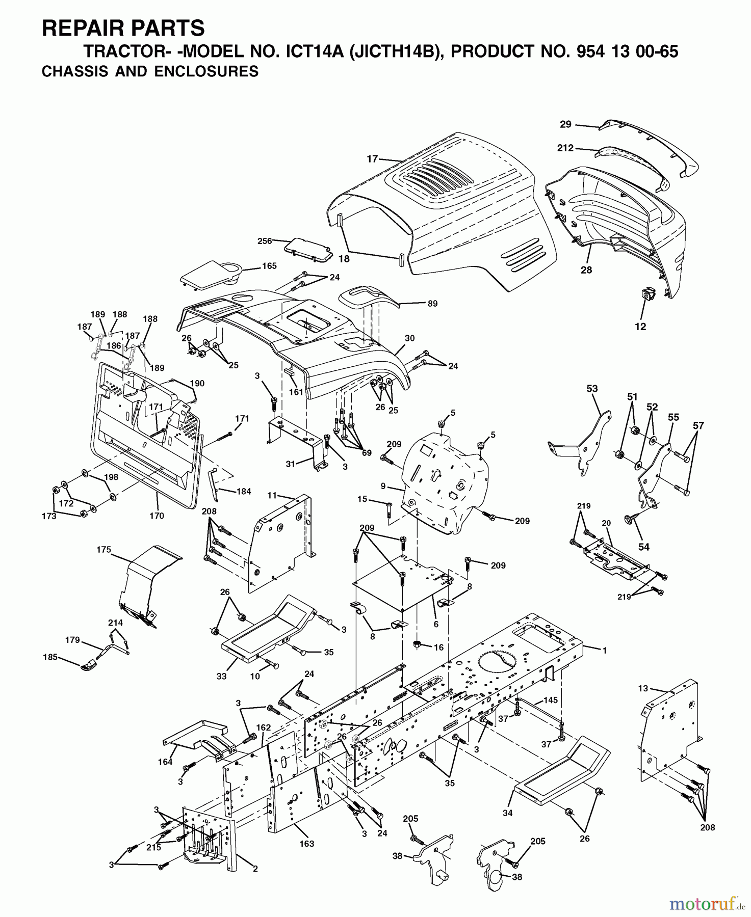 Jonsered Rasen und Garten Traktoren ICT14A (JICTH14B, 954130065) - Jonsered Lawn & Garden Tractor (2002-02) CHASSIS ENCLOSURES