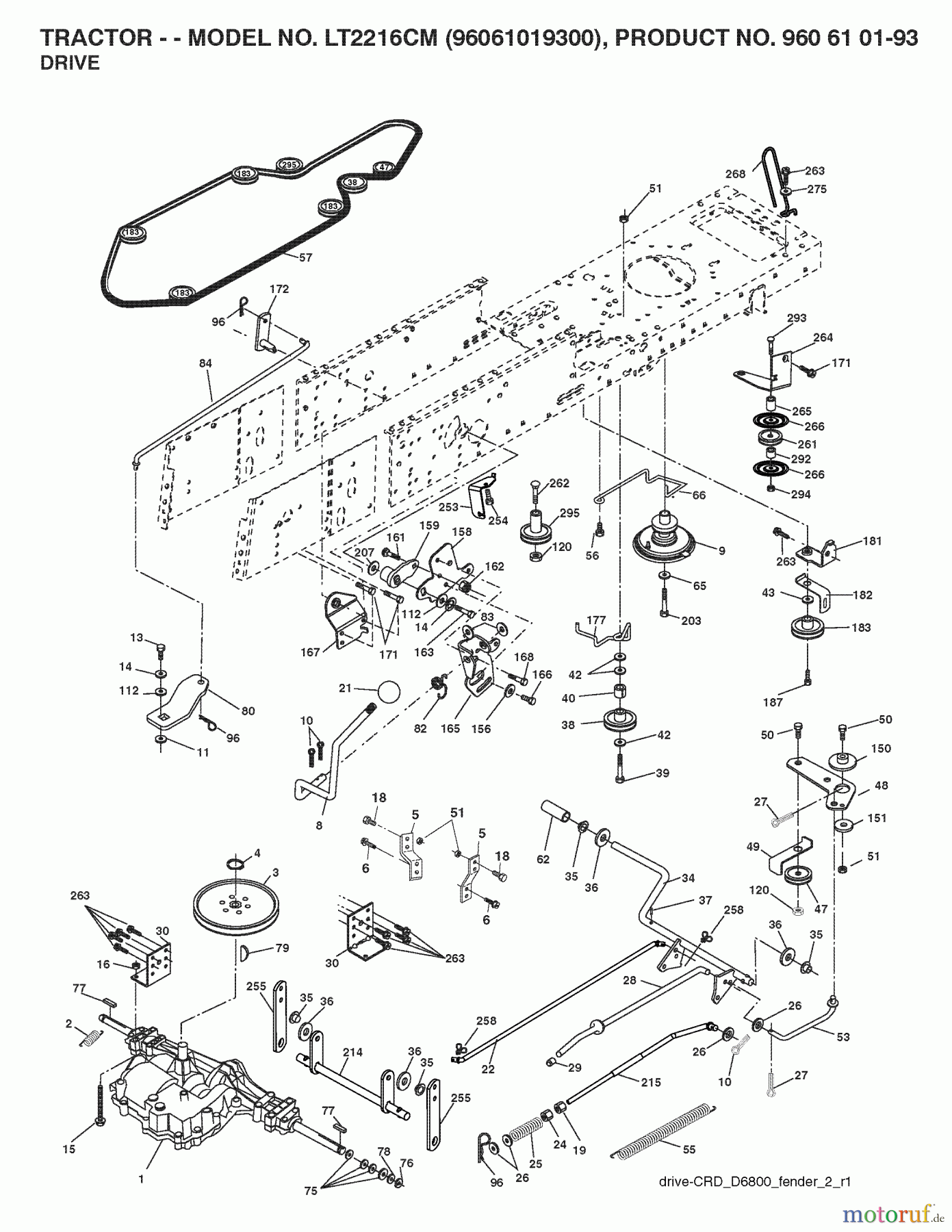 Jonsered Rasen und Garten Traktoren LT2216 CM (96061019300) - Jonsered Lawn & Garden Tractor (2008-07) DRIVE