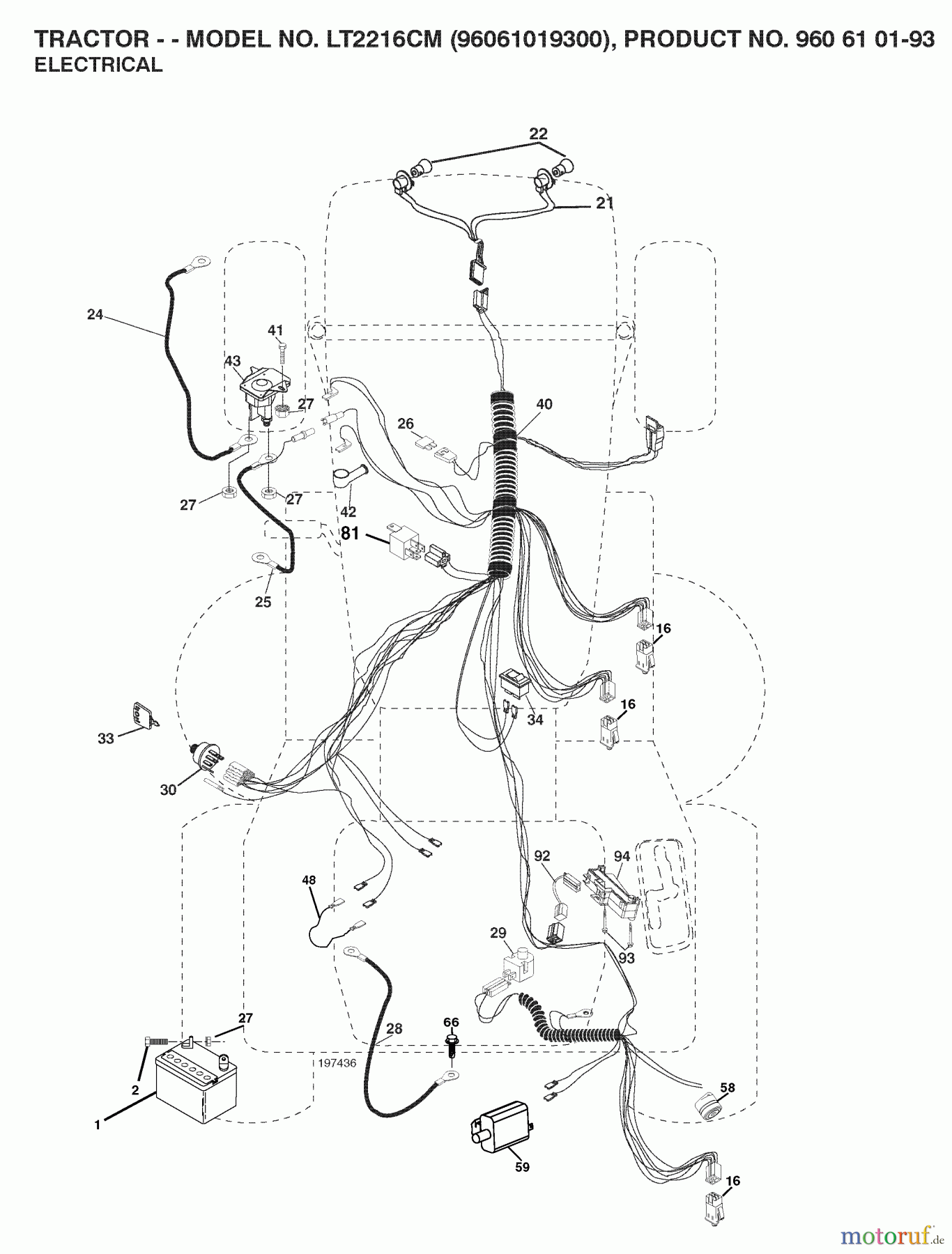 Jonsered Rasen und Garten Traktoren LT2216 CM (96061019300) - Jonsered Lawn & Garden Tractor (2008-07) ELECTRICAL