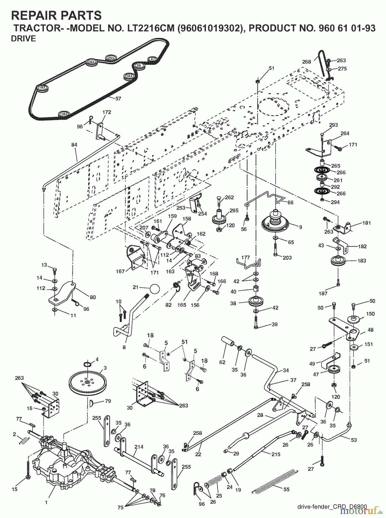 Jonsered Rasen und Garten Traktoren LT2216 CM (96061019302) - Jonsered Lawn & Garden Tractor (2007-11) DRIVE