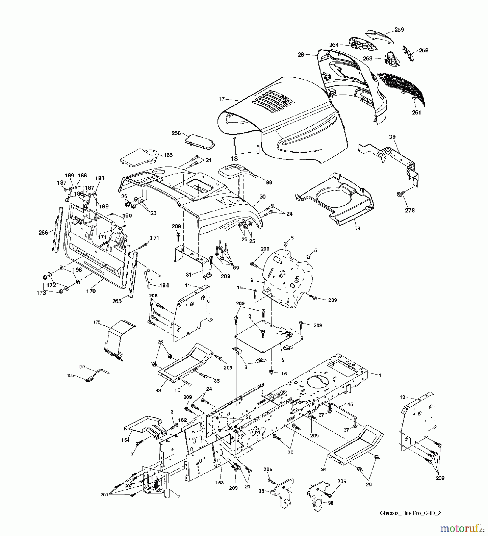 Jonsered Rasen und Garten Traktoren LT2216 CM (96061019304) - Jonsered Lawn & Garden Tractor (2008-01) CHASSIS ENCLOSURES