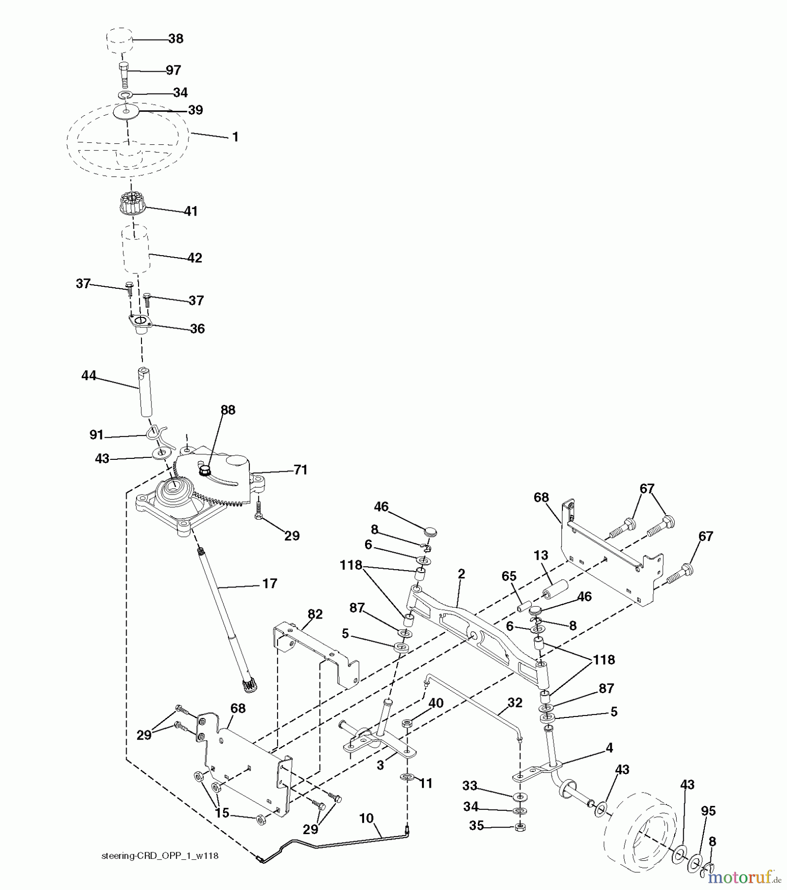 Jonsered Rasen und Garten Traktoren LT2216 CM (96061019304) - Jonsered Lawn & Garden Tractor (2008-01) STEERING