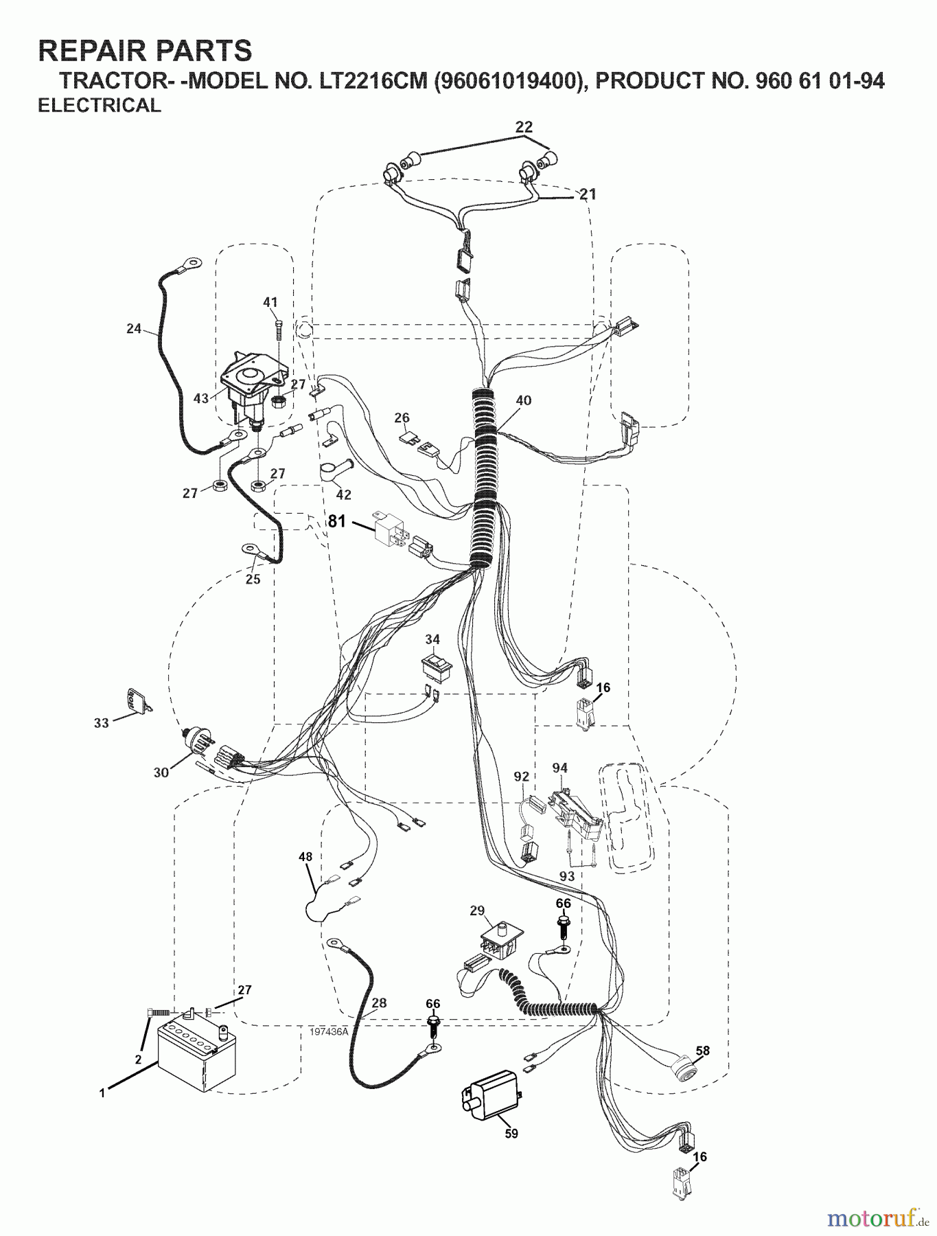 Jonsered Rasen und Garten Traktoren LT2216 CM (96061019400) - Jonsered Lawn & Garden Tractor (2007-02) ELECTRICAL