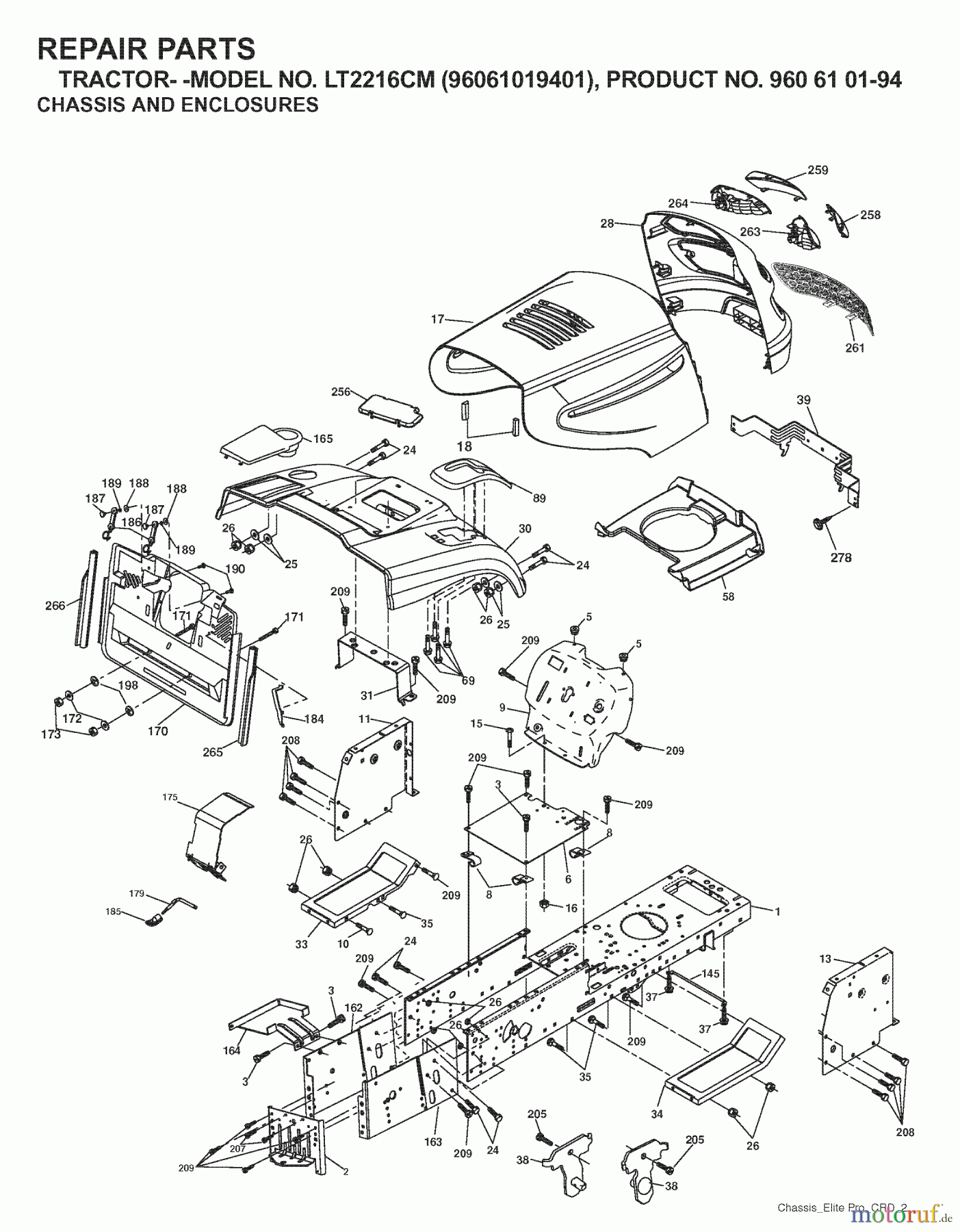  Jonsered Rasen  und Garten Traktoren LT2216 CM (96061019401) - Jonsered Lawn & Garden Tractor (2007-04) CHASSIS ENCLOSURES