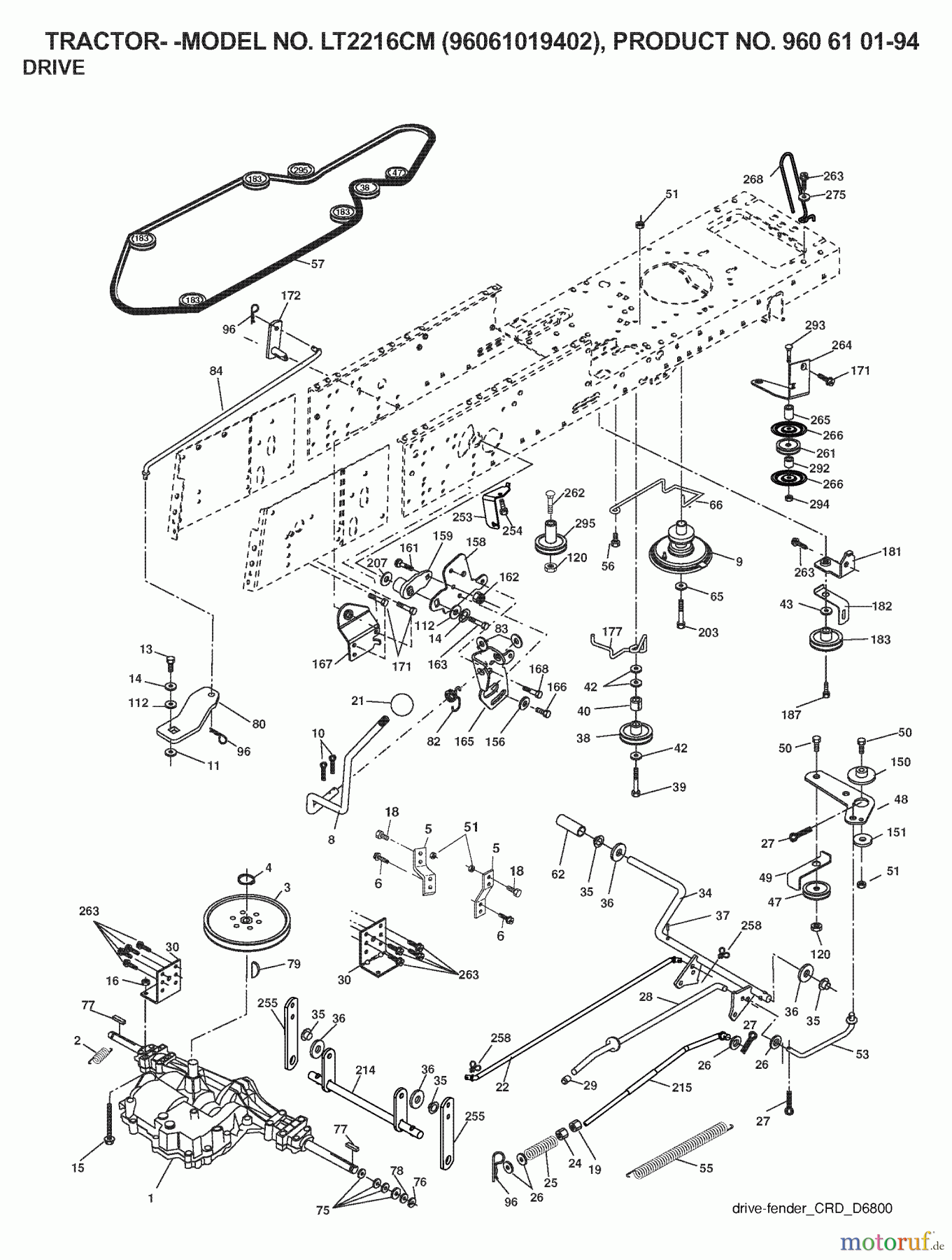  Jonsered Rasen  und Garten Traktoren LT2216 CM (96061019402) - Jonsered Lawn & Garden Tractor (2007-05) DRIVE