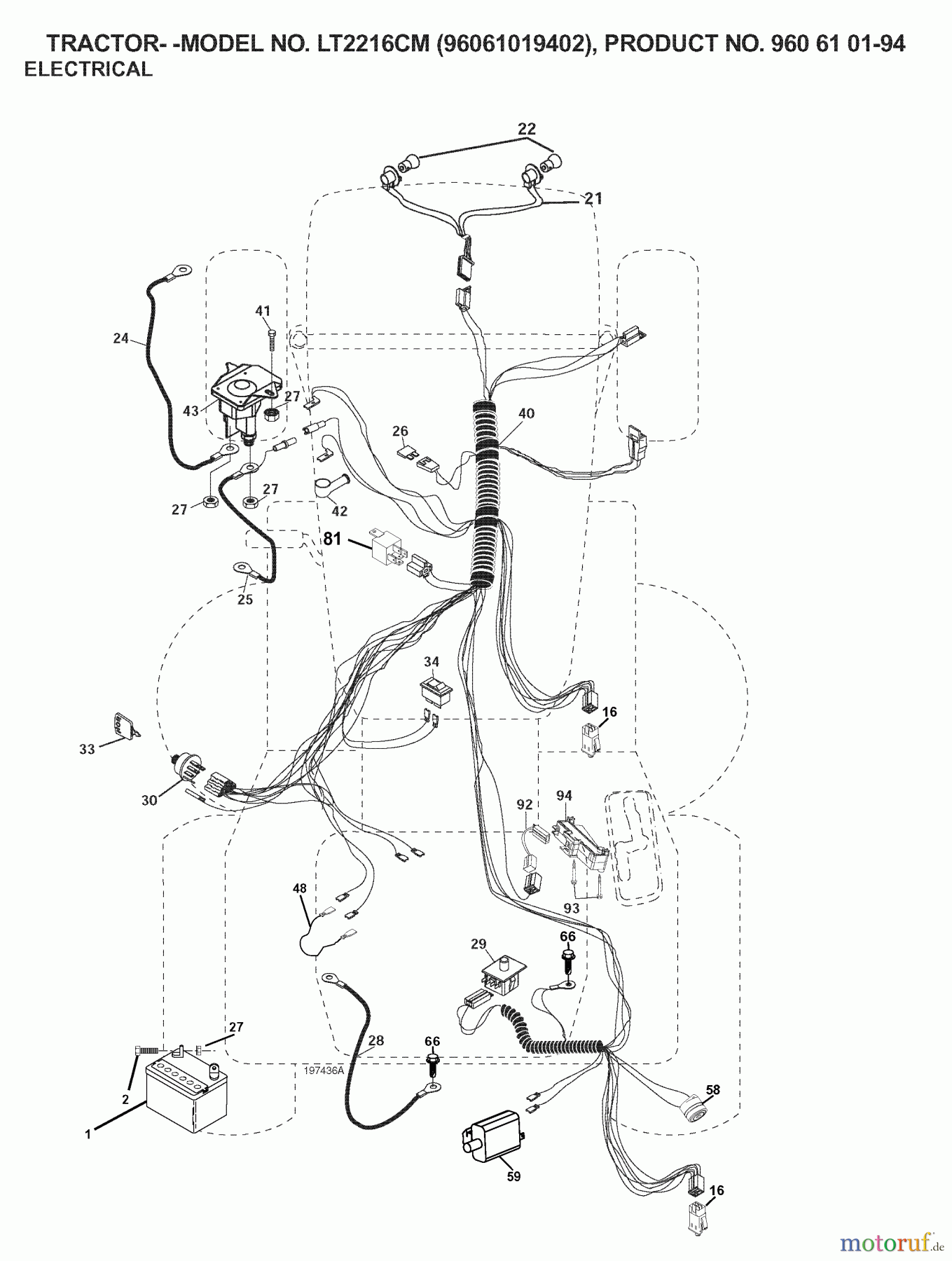  Jonsered Rasen  und Garten Traktoren LT2216 CM (96061019402) - Jonsered Lawn & Garden Tractor (2007-05) ELECTRICAL