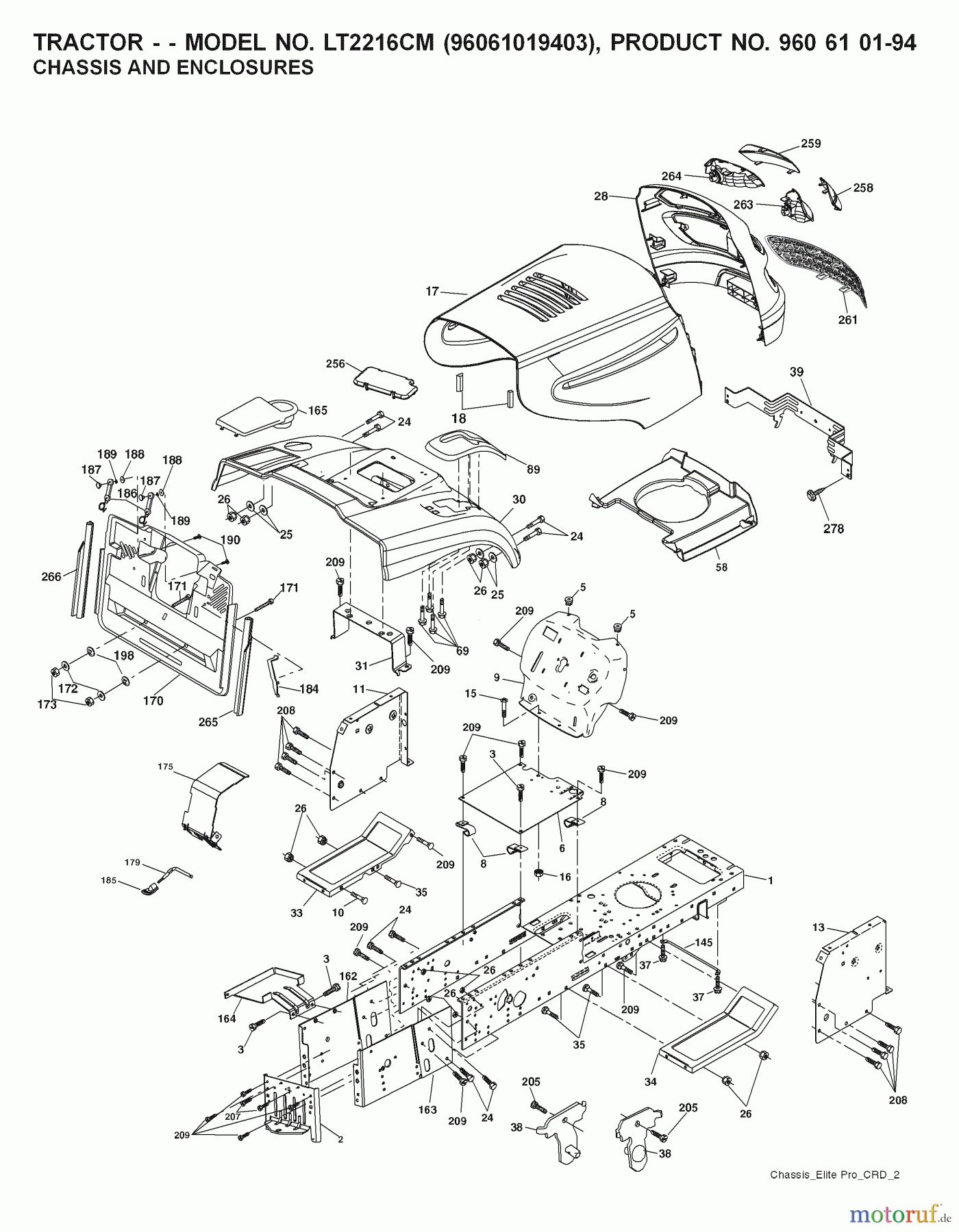  Jonsered Rasen  und Garten Traktoren LT2216 CM (96061019403) - Jonsered Lawn & Garden Tractor (2007-09) CHASSIS ENCLOSURES