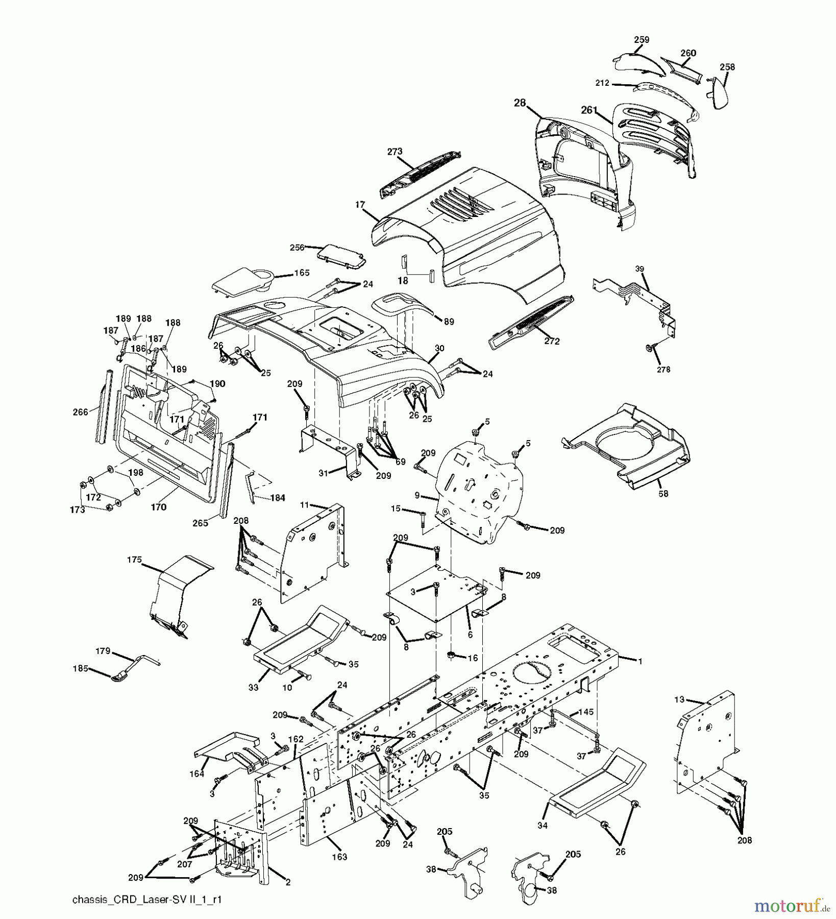  Jonsered Rasen  und Garten Traktoren LT2216 CM (96061023600) - Jonsered Lawn & Garden Tractor (2009-01) CHASSIS ENCLOSURES