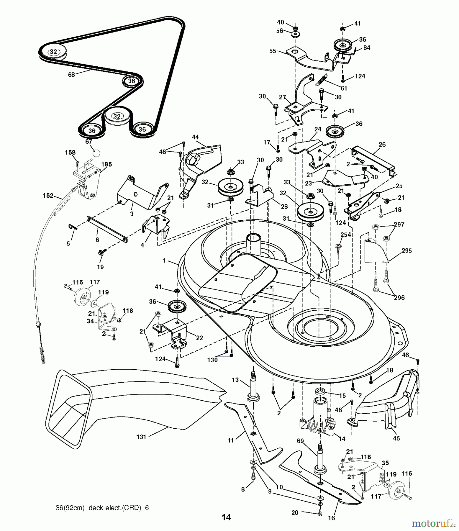 Jonsered Rasen und Garten Traktoren LT2216 CM (96061023600) - Jonsered Lawn & Garden Tractor (2009-01) MOWER DECK / CUTTING DECK