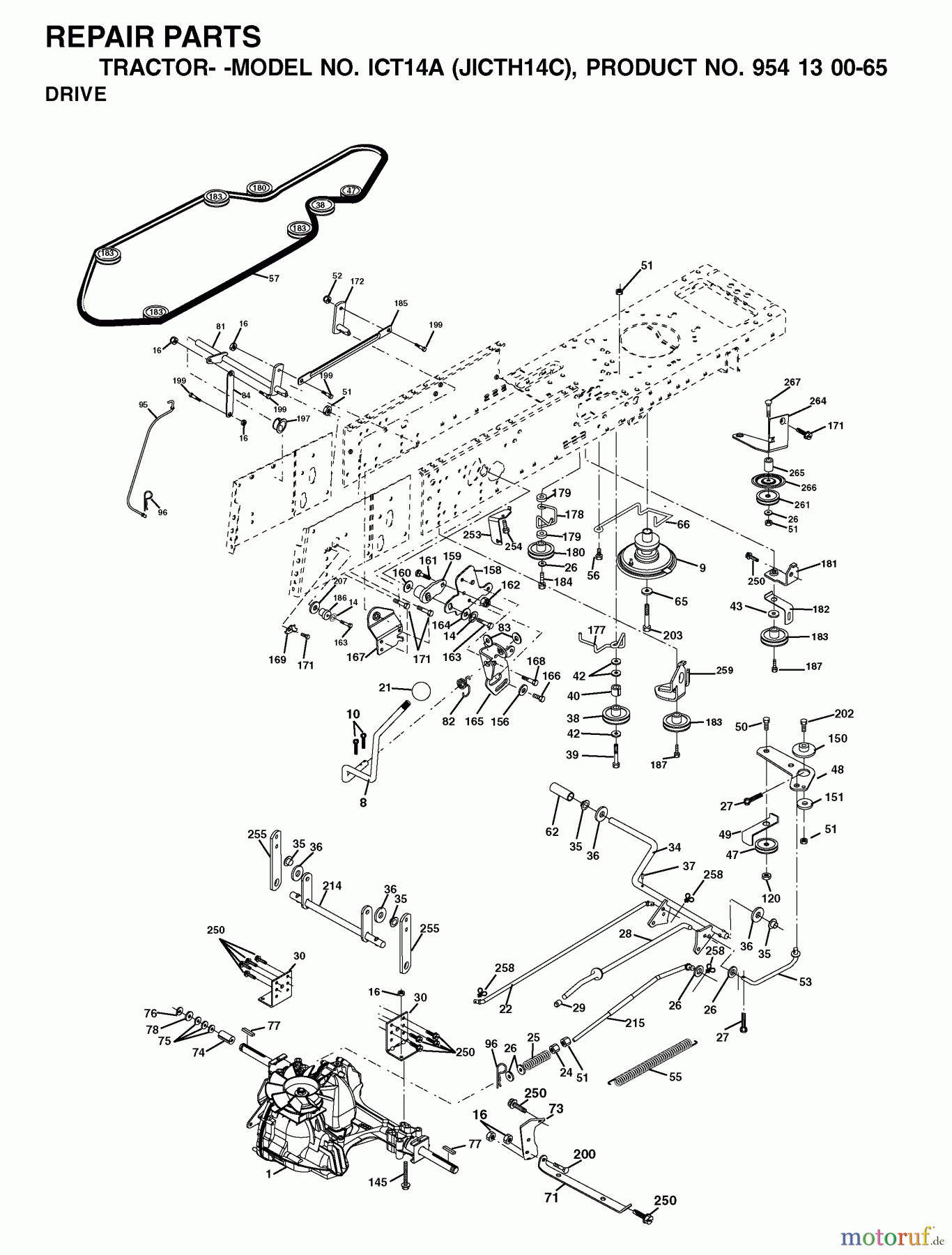 Jonsered Rasen  und Garten Traktoren ICT14A (JICTH14C, 954130065) - Jonsered Lawn & Garden Tractor (2002-03) DRIVE